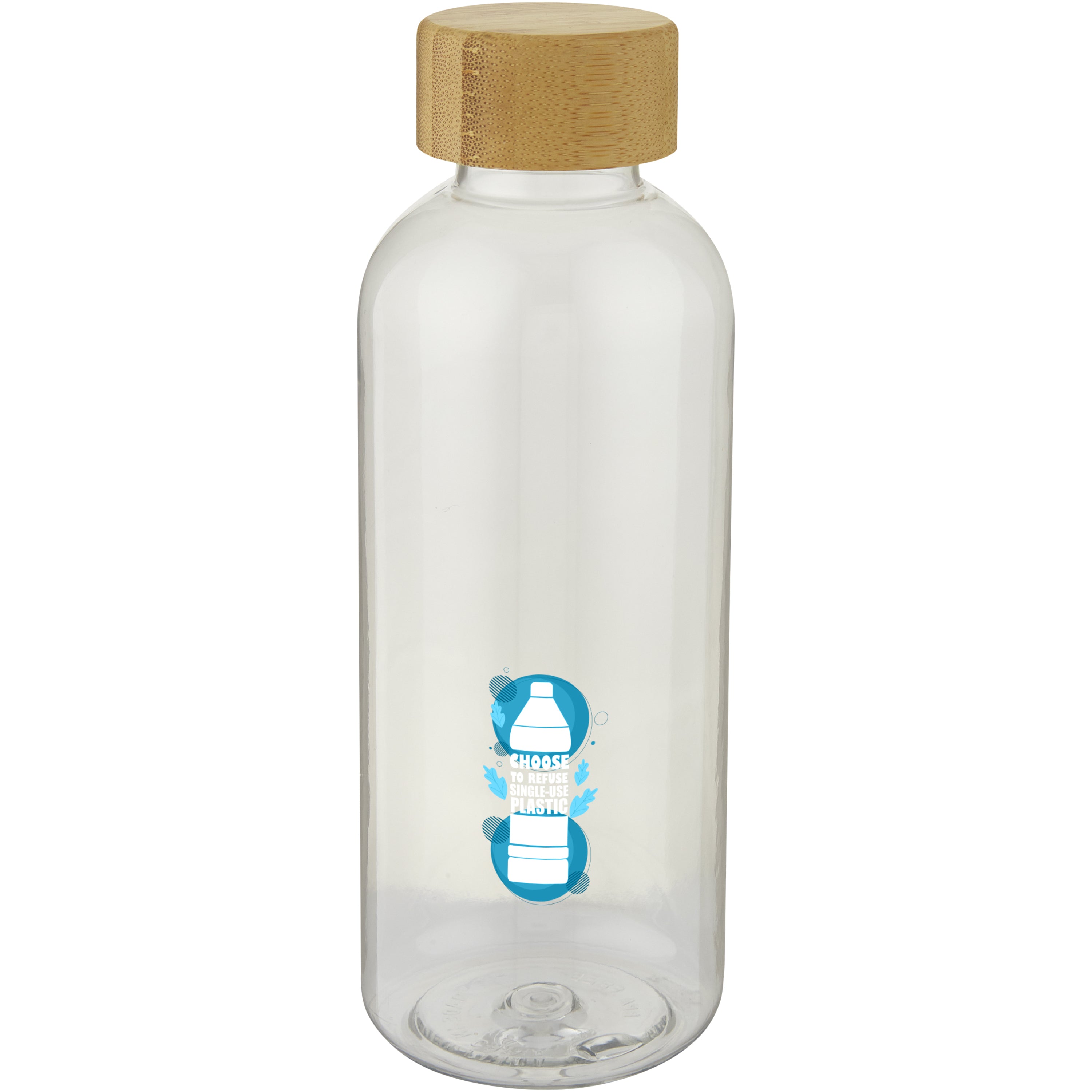 Reusable Recycled Plastic Water Bottle with Bamboo Lid