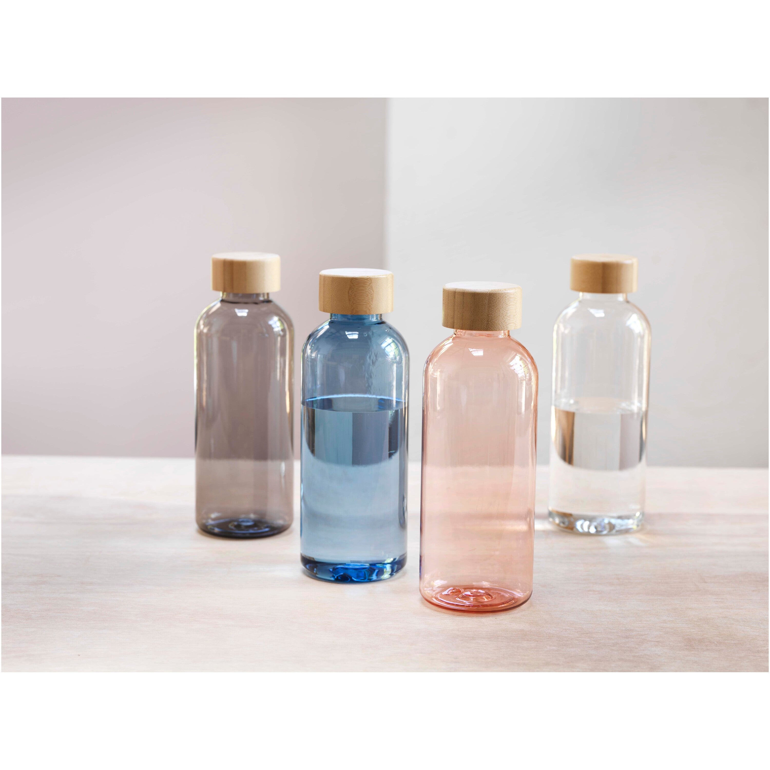Reusable Recycled Plastic Water Bottle with Bamboo Lid