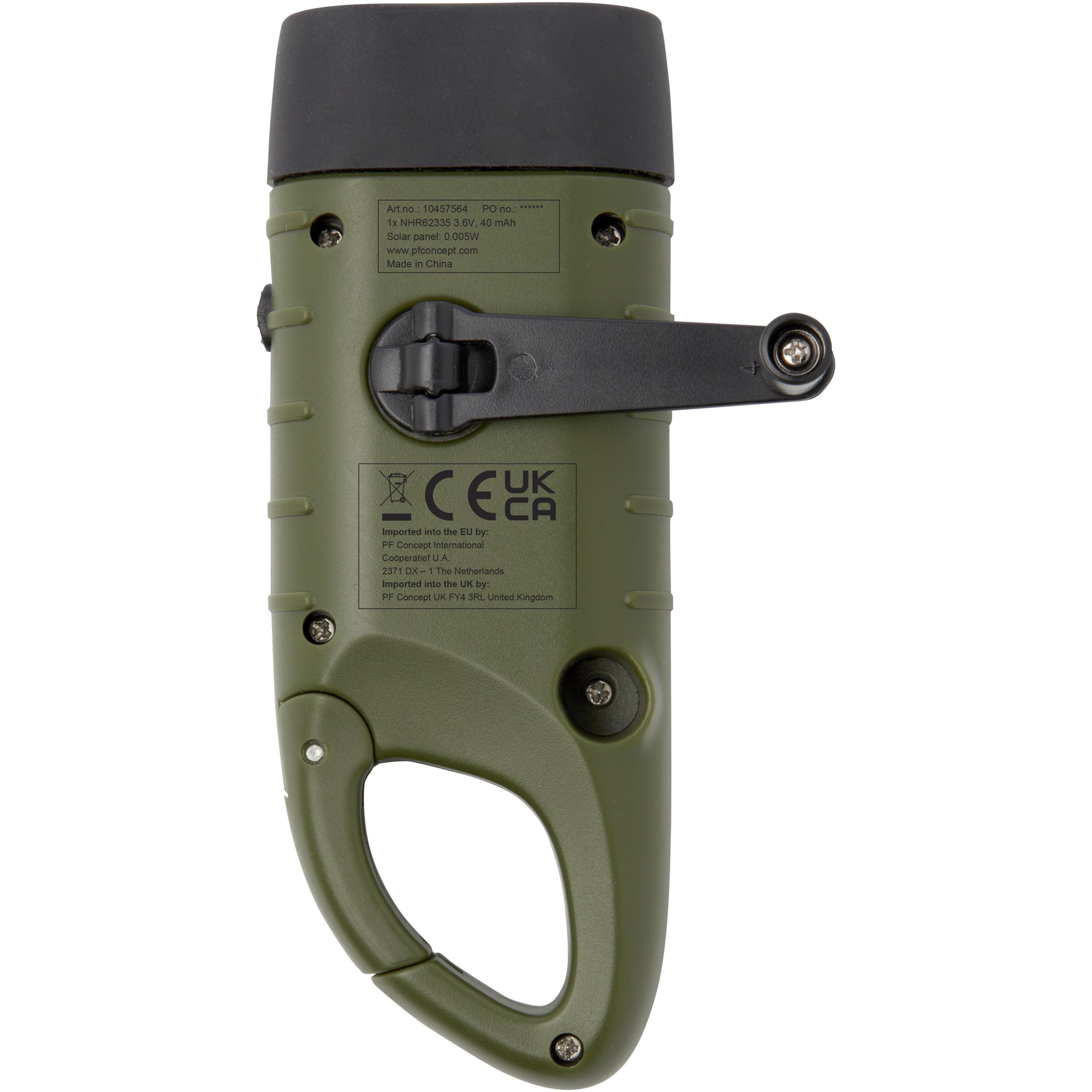 Recycled Plastic Solar Dynamo Torch and Carabiner