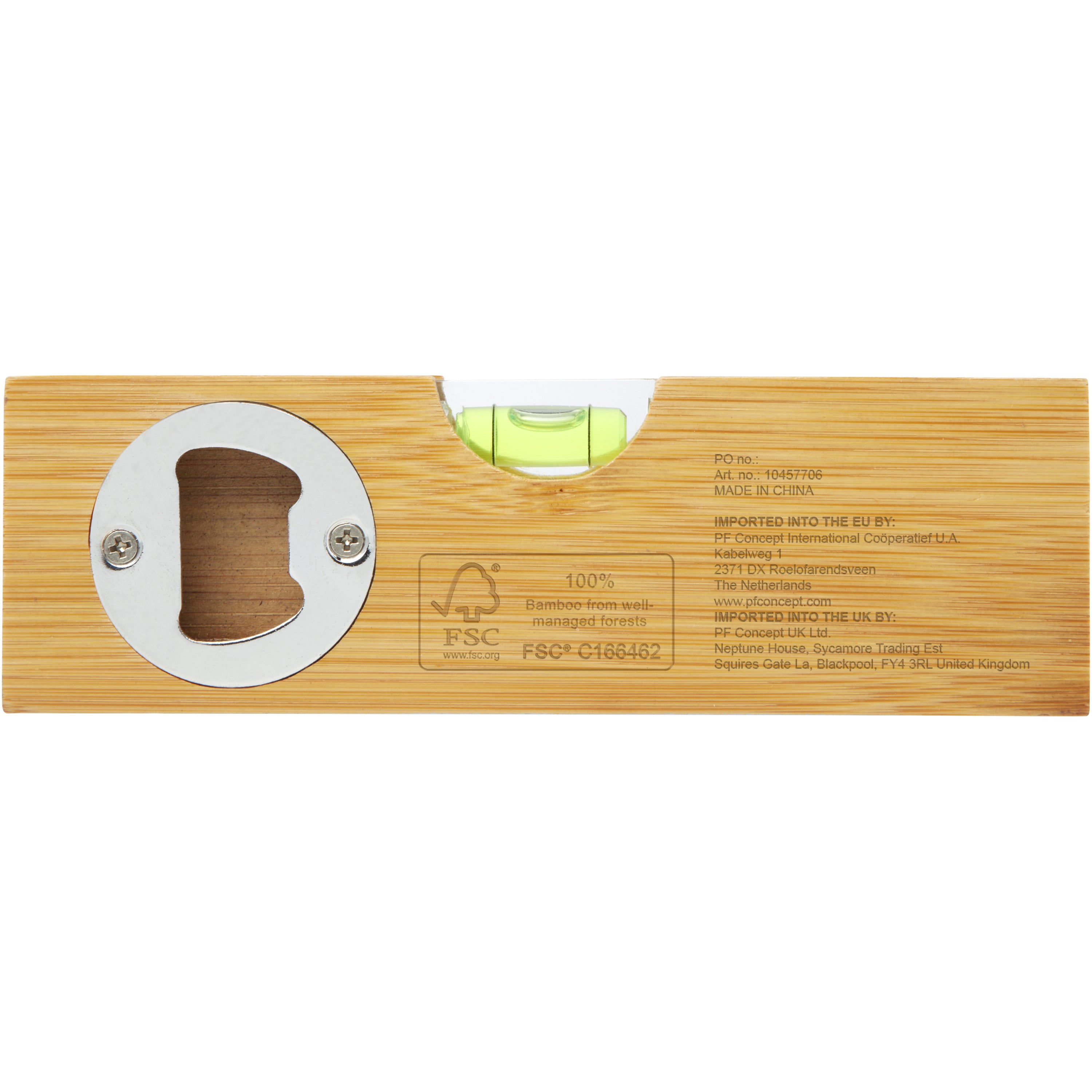 Bamboo Spirit Level and Bottle Opener