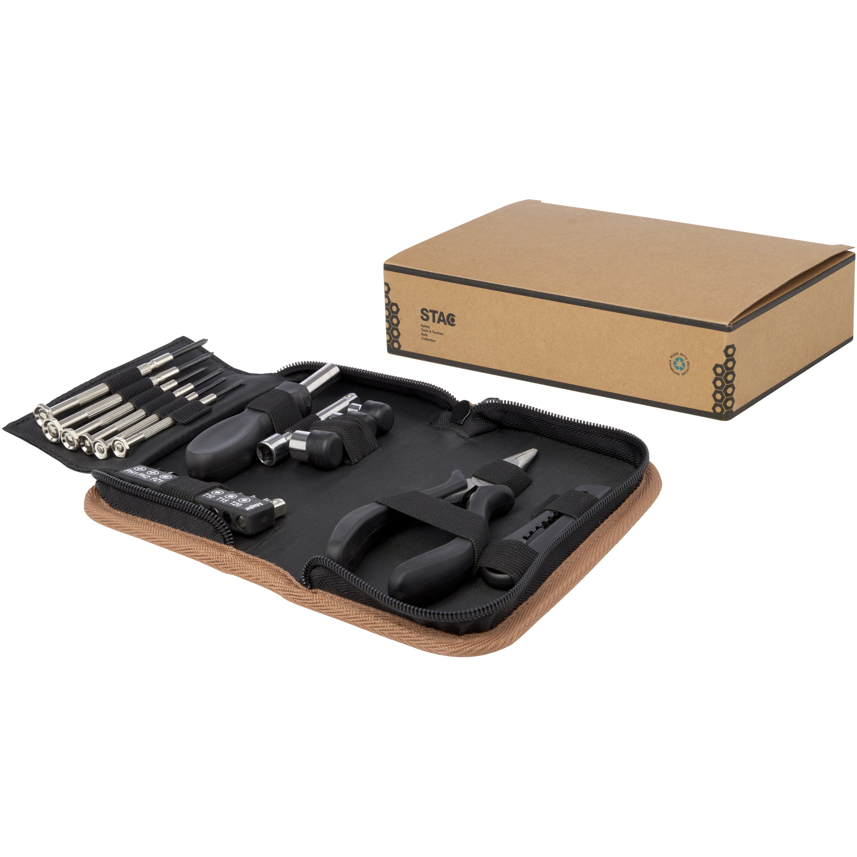 Spike 24-Piece Recycled Plastic Tool Set in Cork Pouch