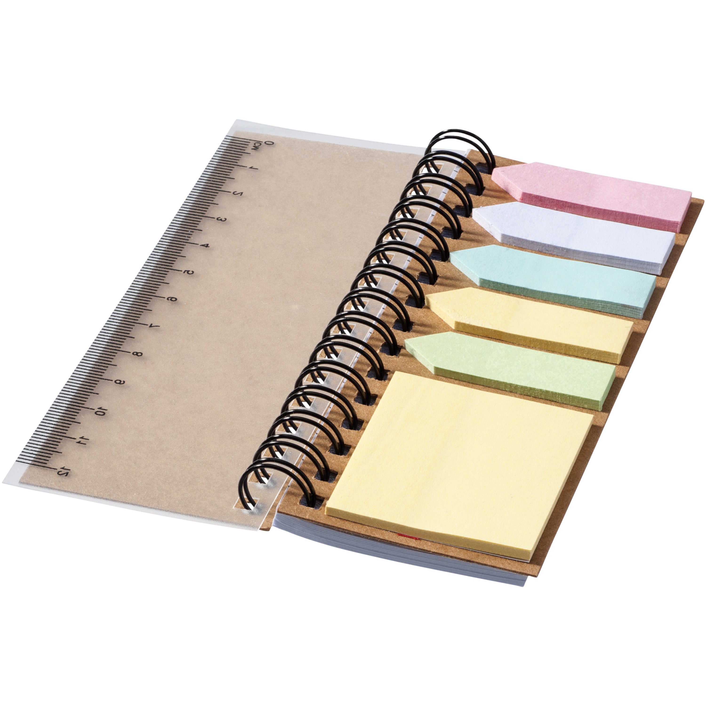 Spiral Notebook with Coloured Sticky Notes