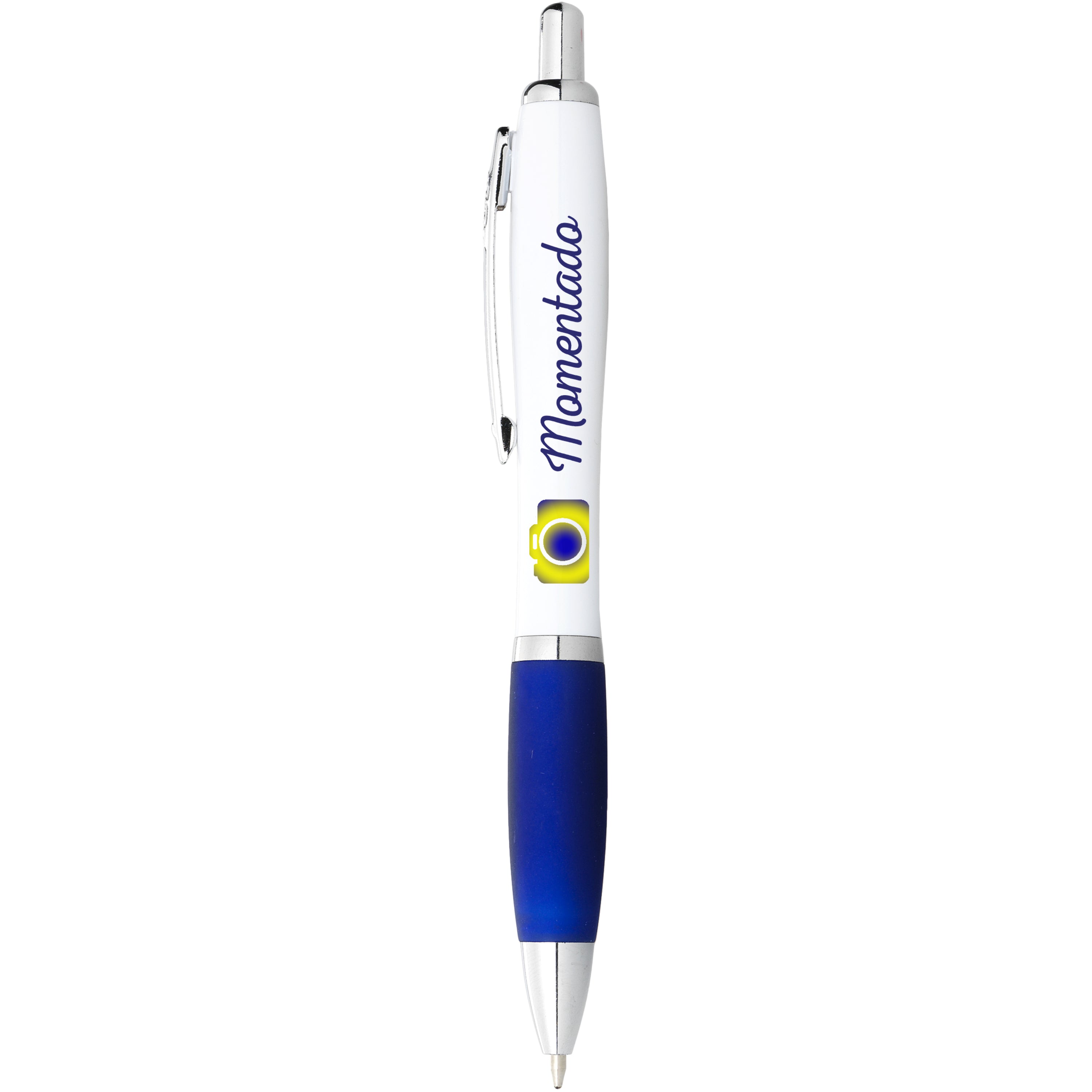White Barrel Ballpoint Pen with Coloured Grip