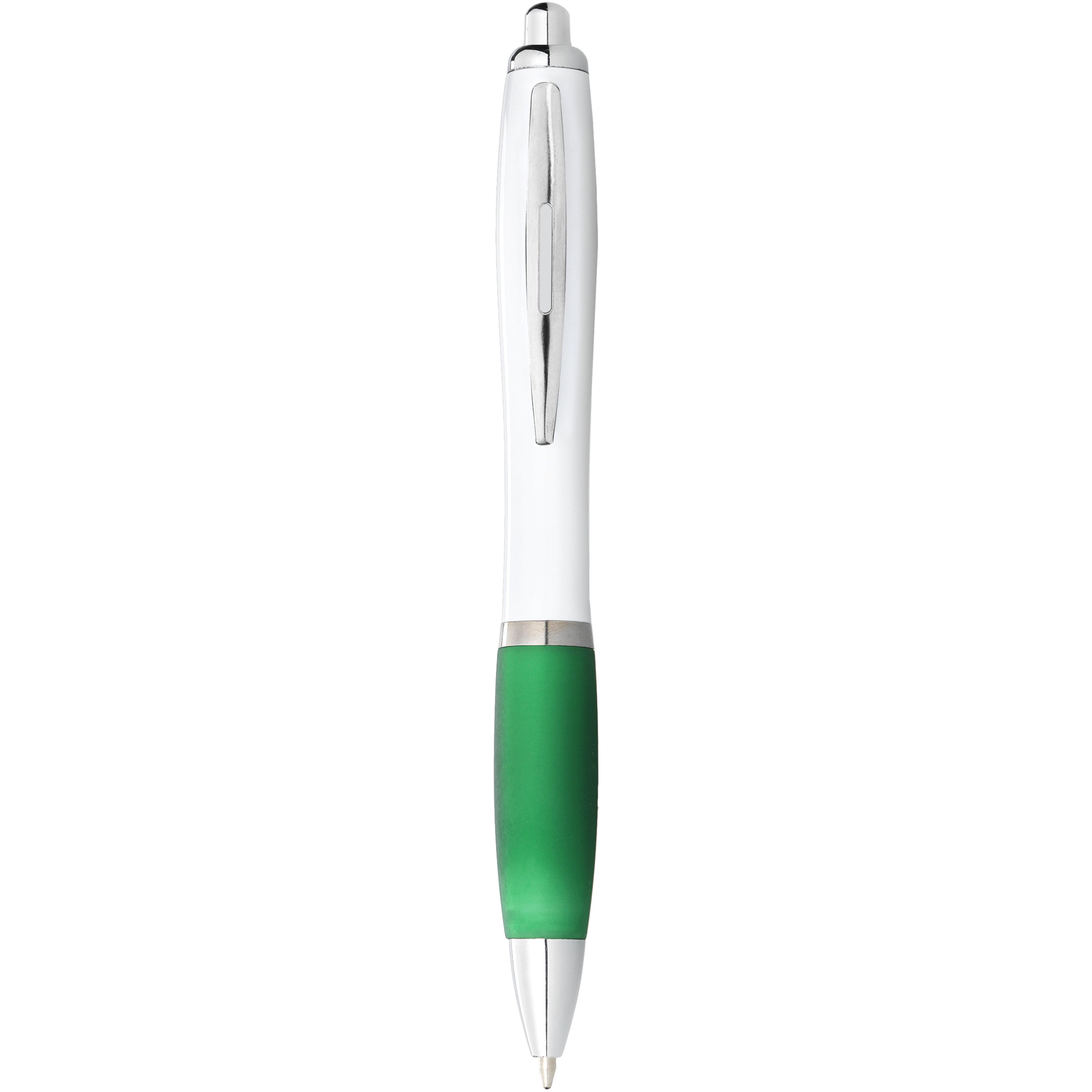 White Barrel Ballpoint Pen with Coloured Grip