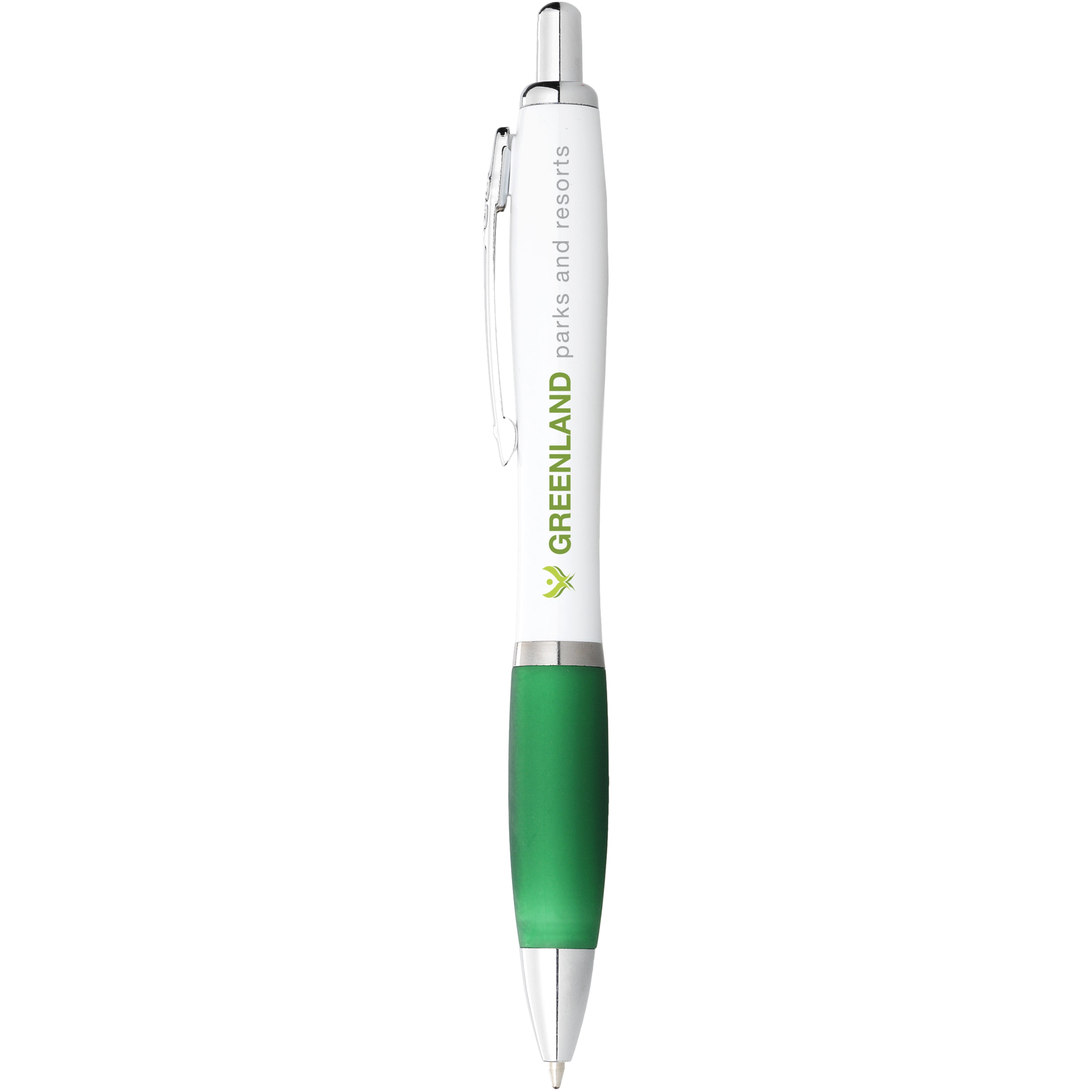 White Barrel Ballpoint Pen with Coloured Grip