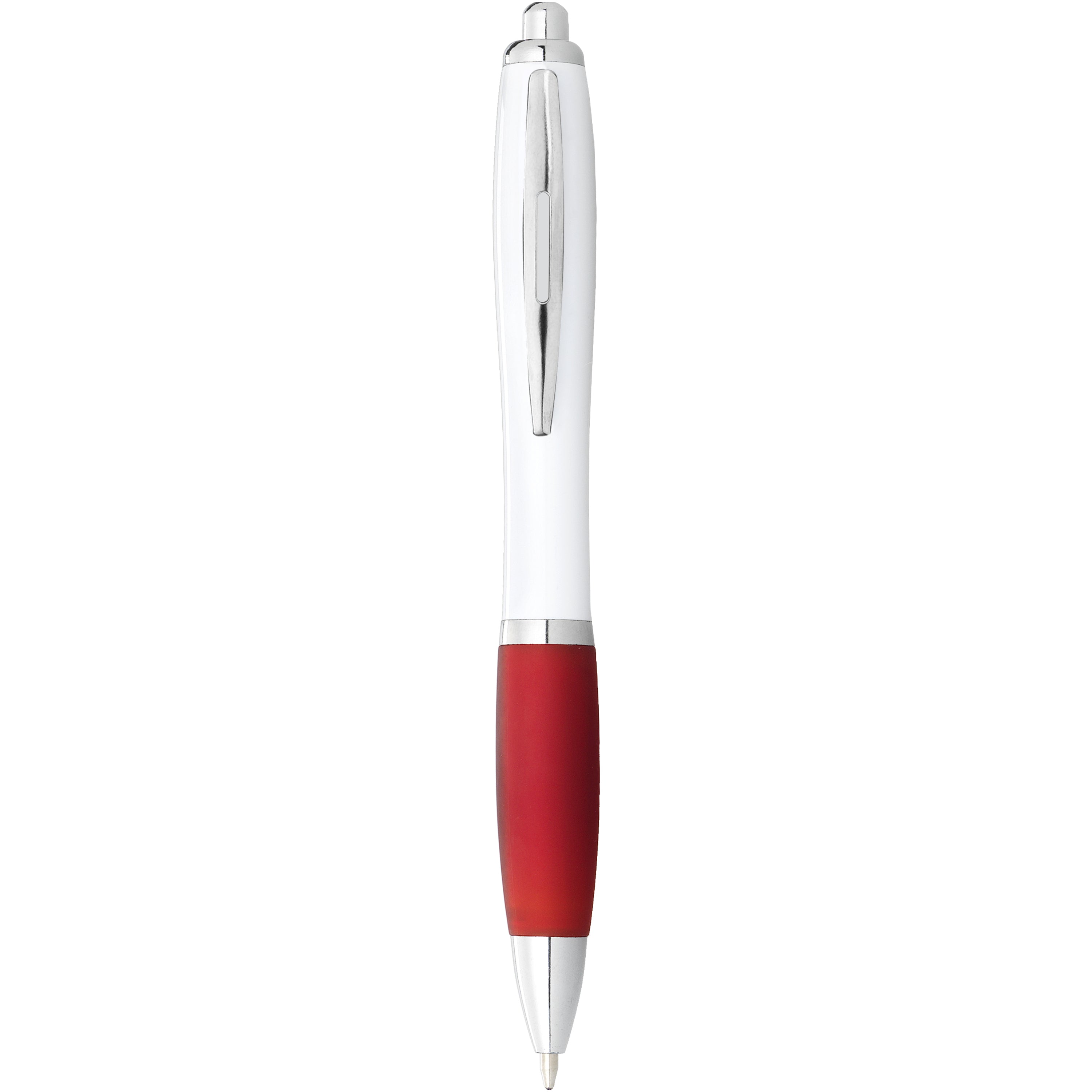 White Barrel Ballpoint Pen with Coloured Grip
