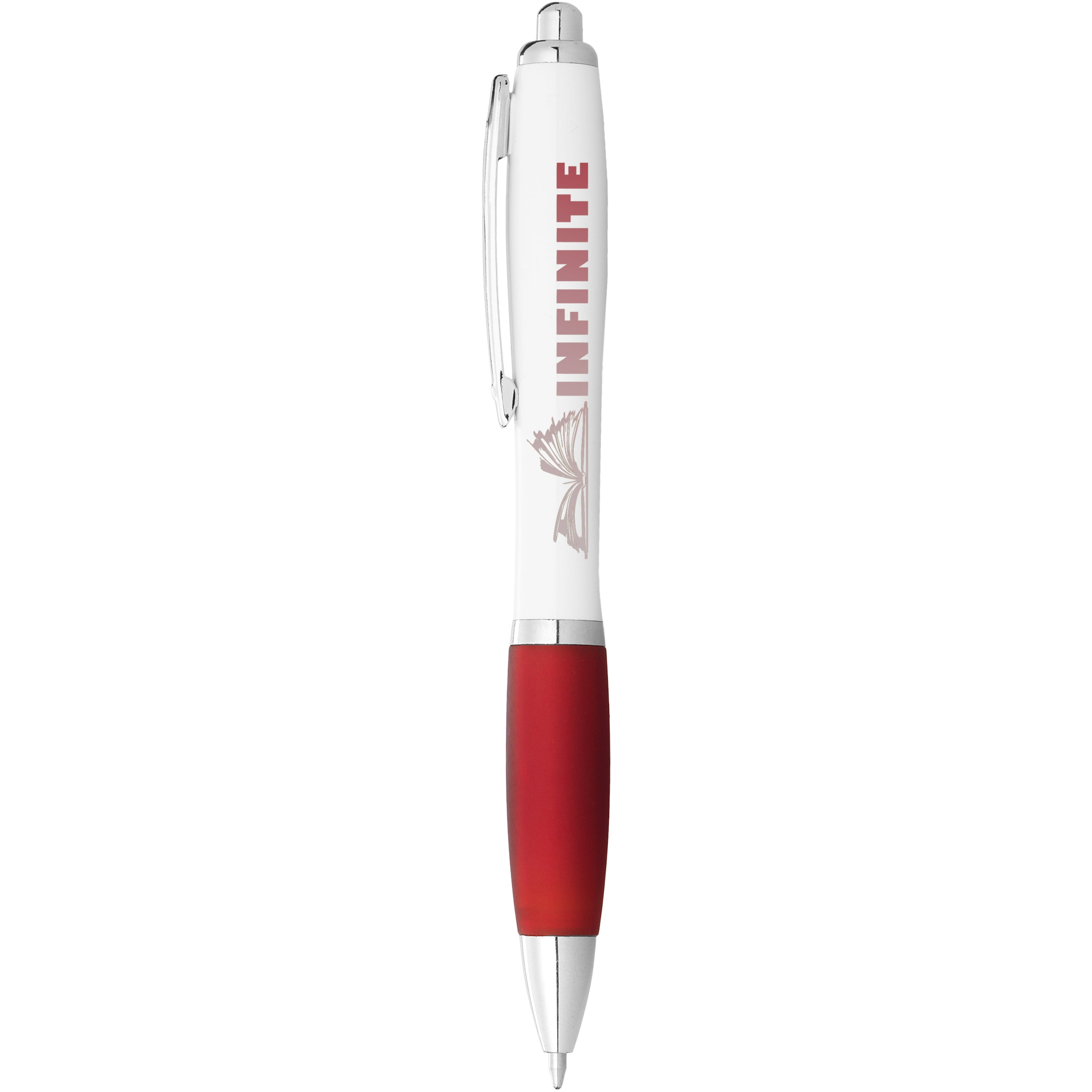 White Barrel Ballpoint Pen with Coloured Grip