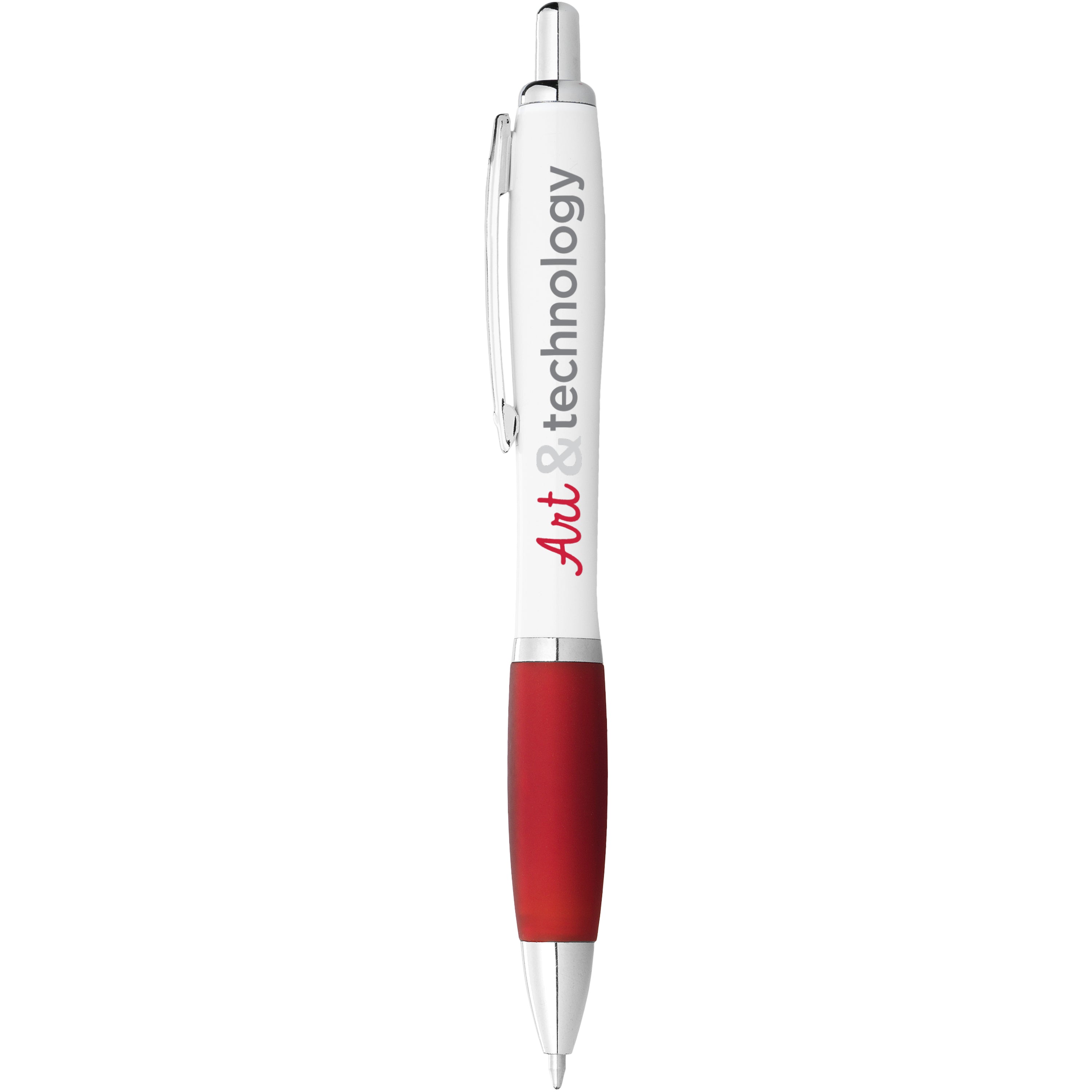 White Barrel Ballpoint Pen with Coloured Grip