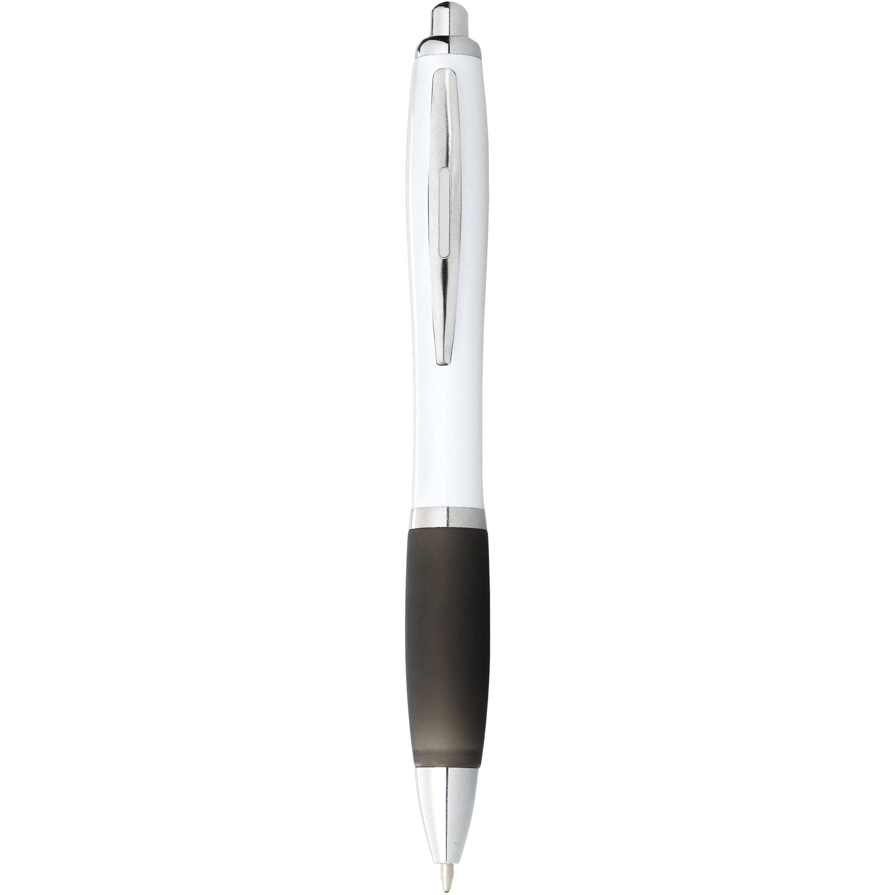 White Barrel Ballpoint Pen with Coloured Grip