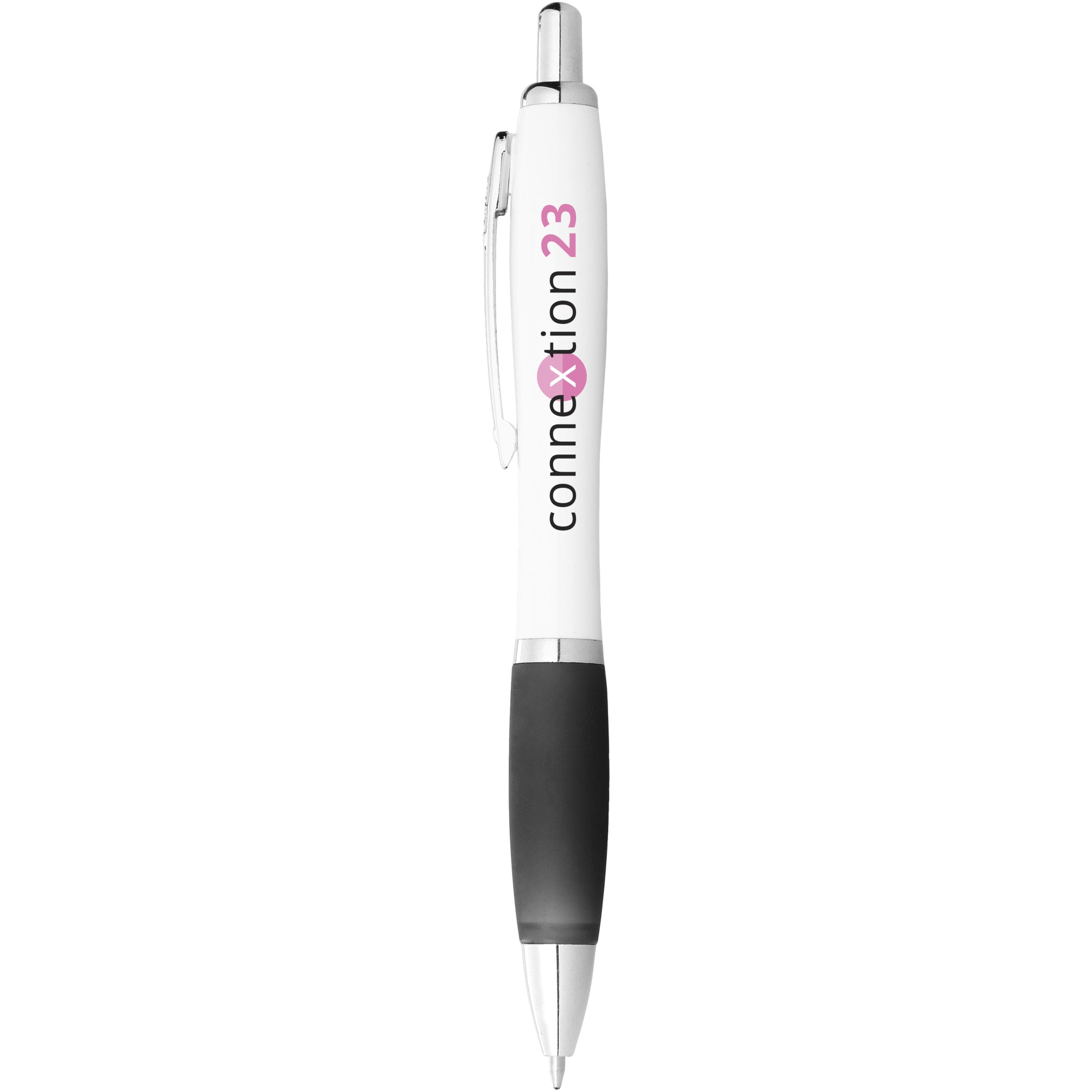 White Barrel Ballpoint Pen with Coloured Grip