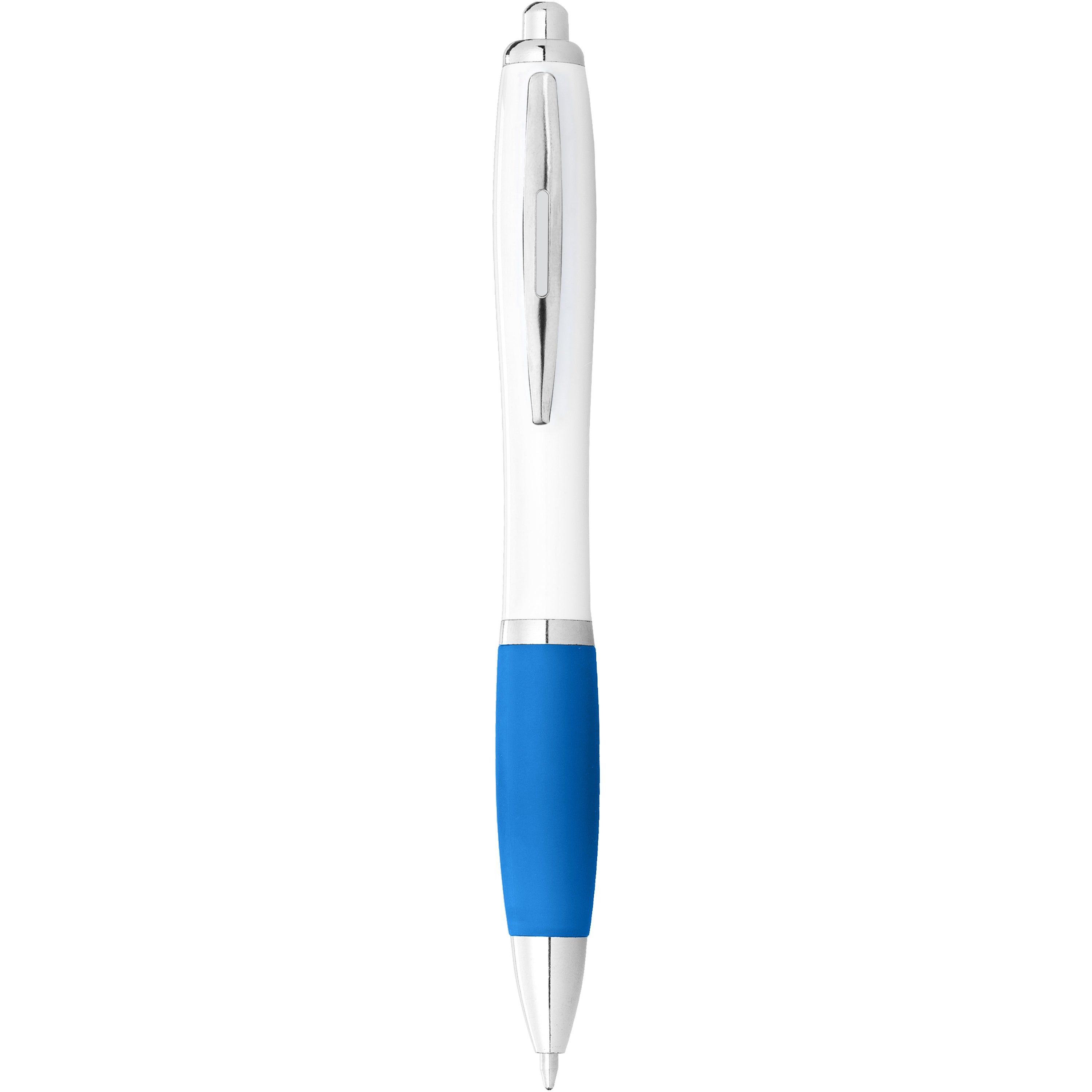 White Barrel Ballpoint Pen with Coloured Grip