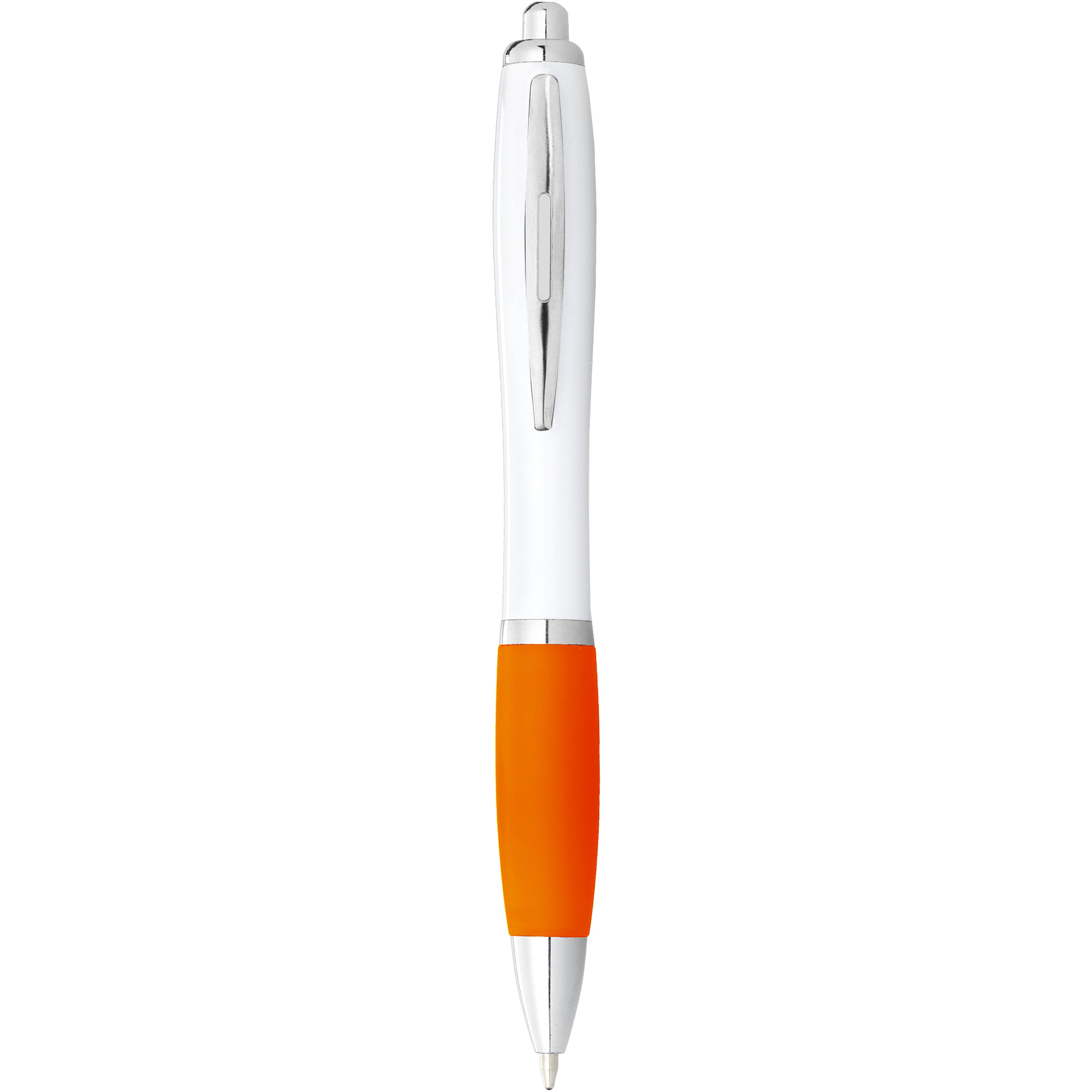 White Barrel Ballpoint Pen with Coloured Grip