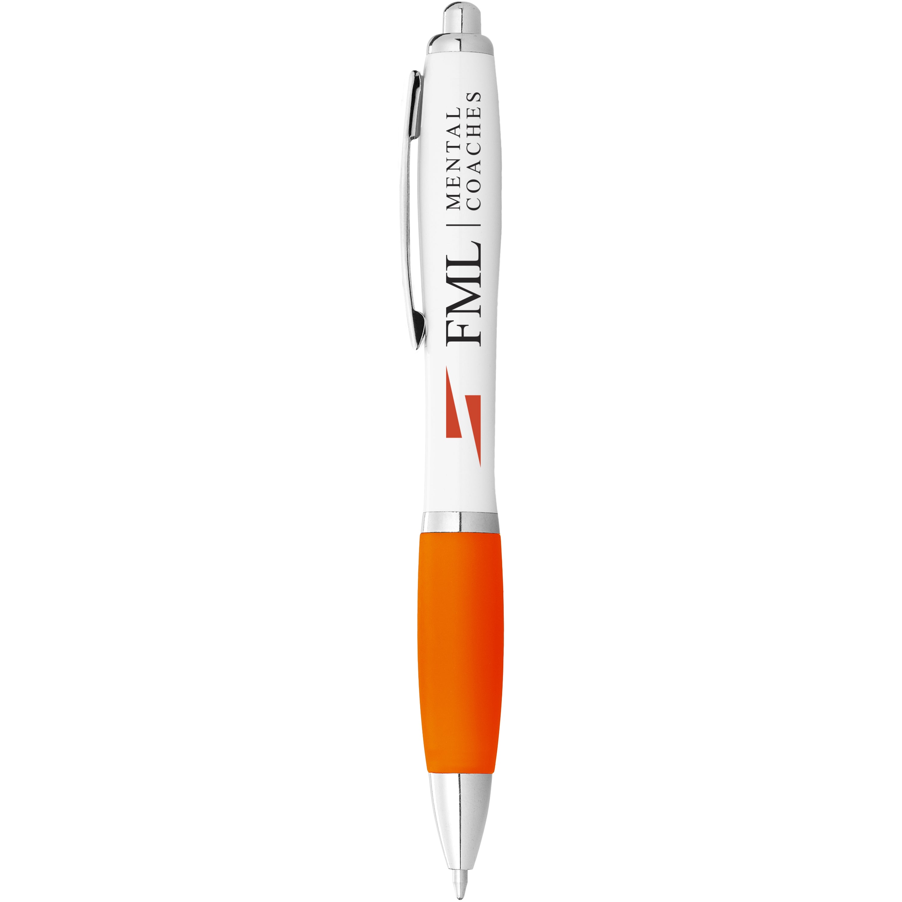 White Barrel Ballpoint Pen with Coloured Grip