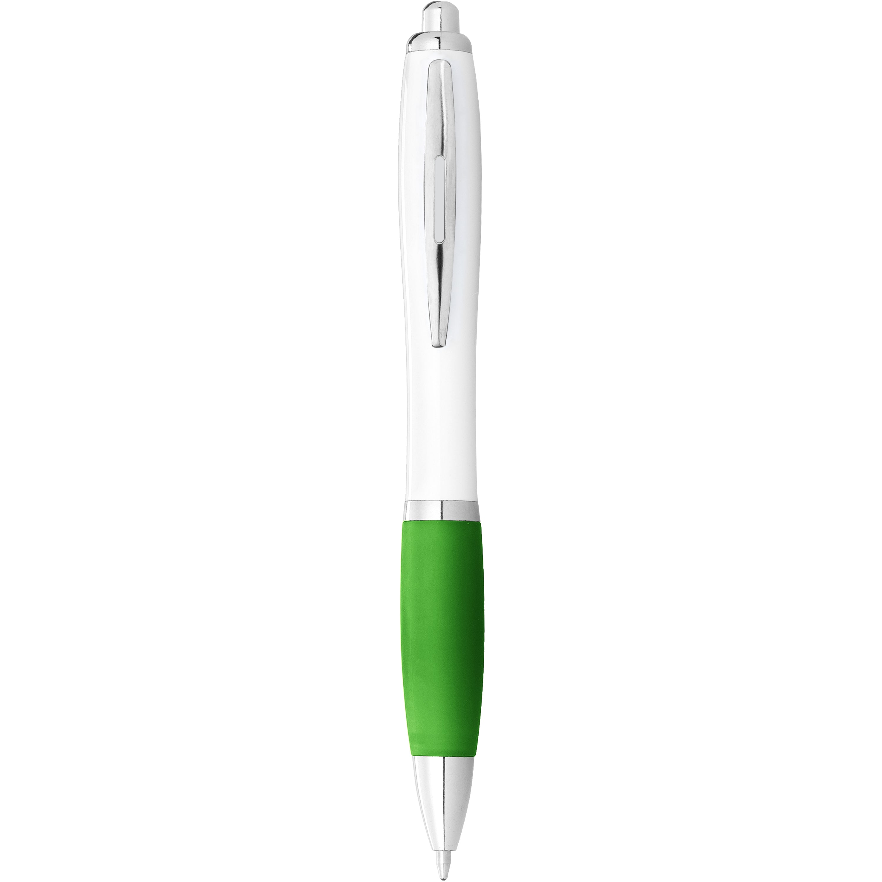 White Barrel Ballpoint Pen with Coloured Grip