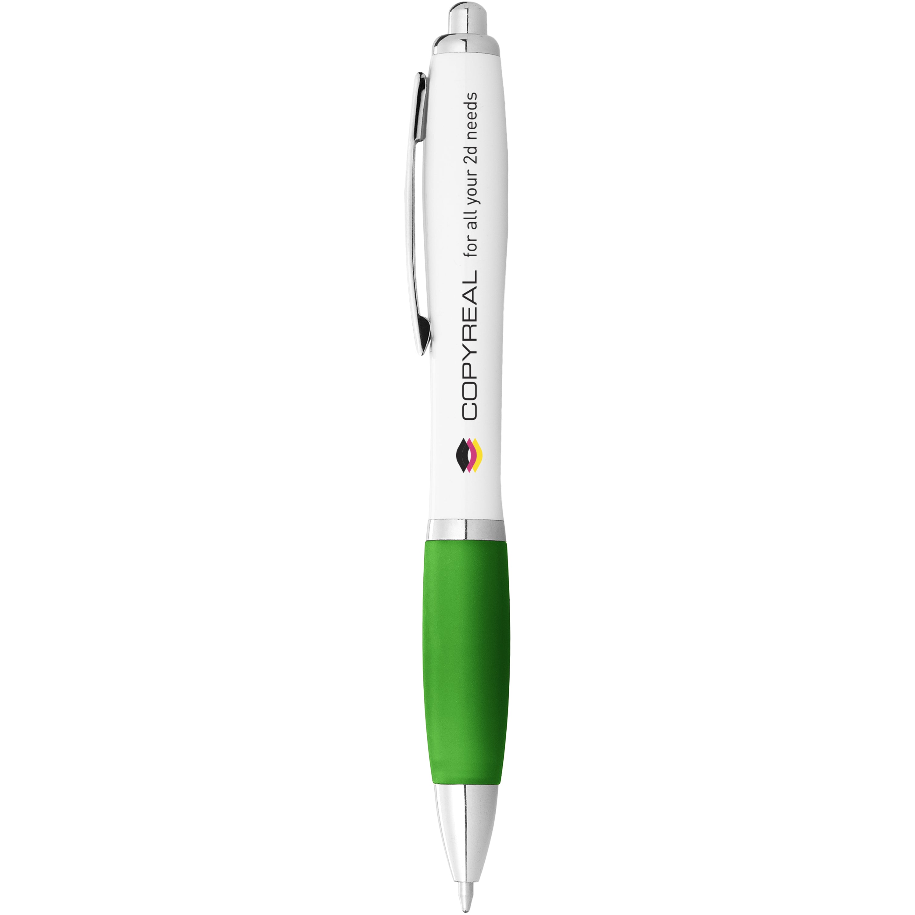 White Barrel Ballpoint Pen with Coloured Grip