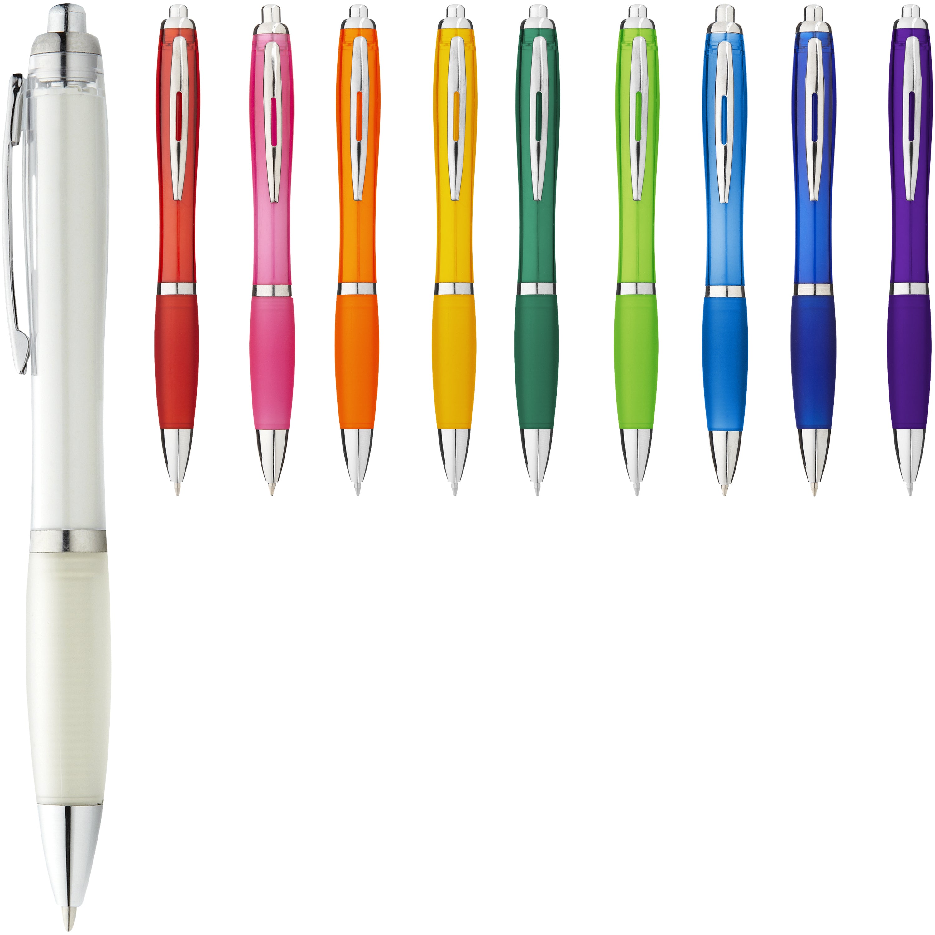 Coloured Barrel and Soft Touch Grip Ballpoint Pen