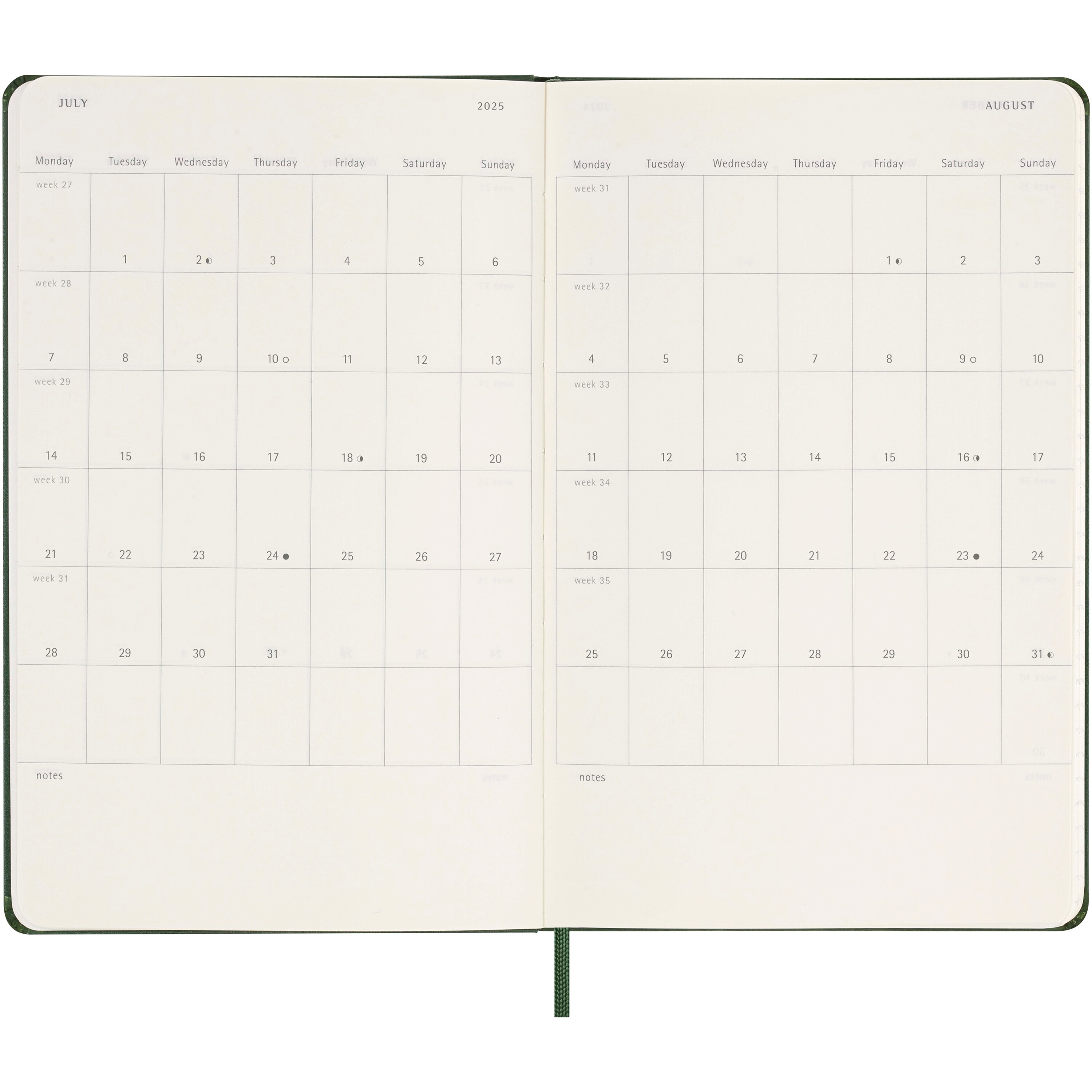 Luxury Large Moleskine Hard Weekly Planner