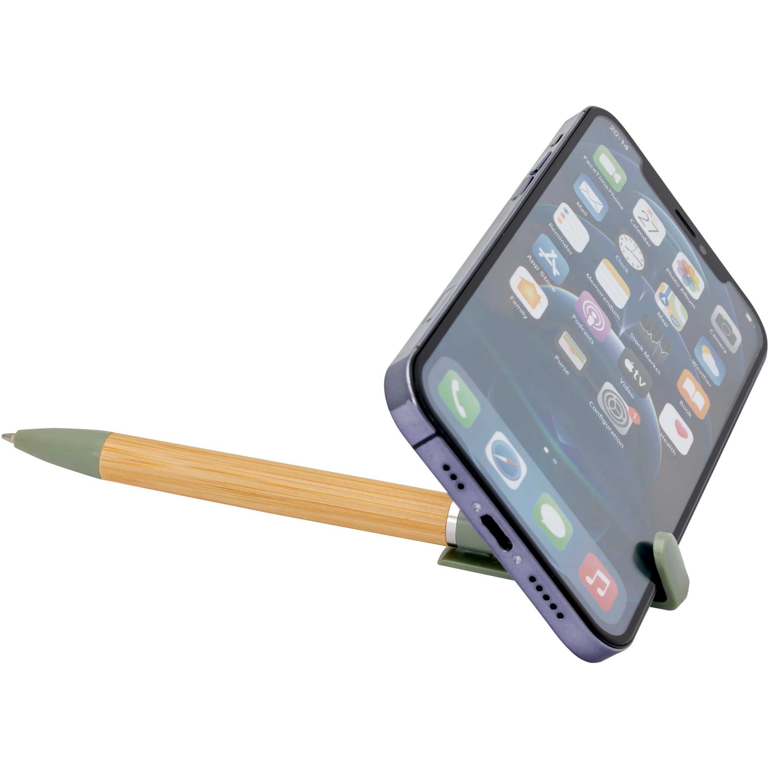 Bamboo Phone Holder Ballpoint Pen