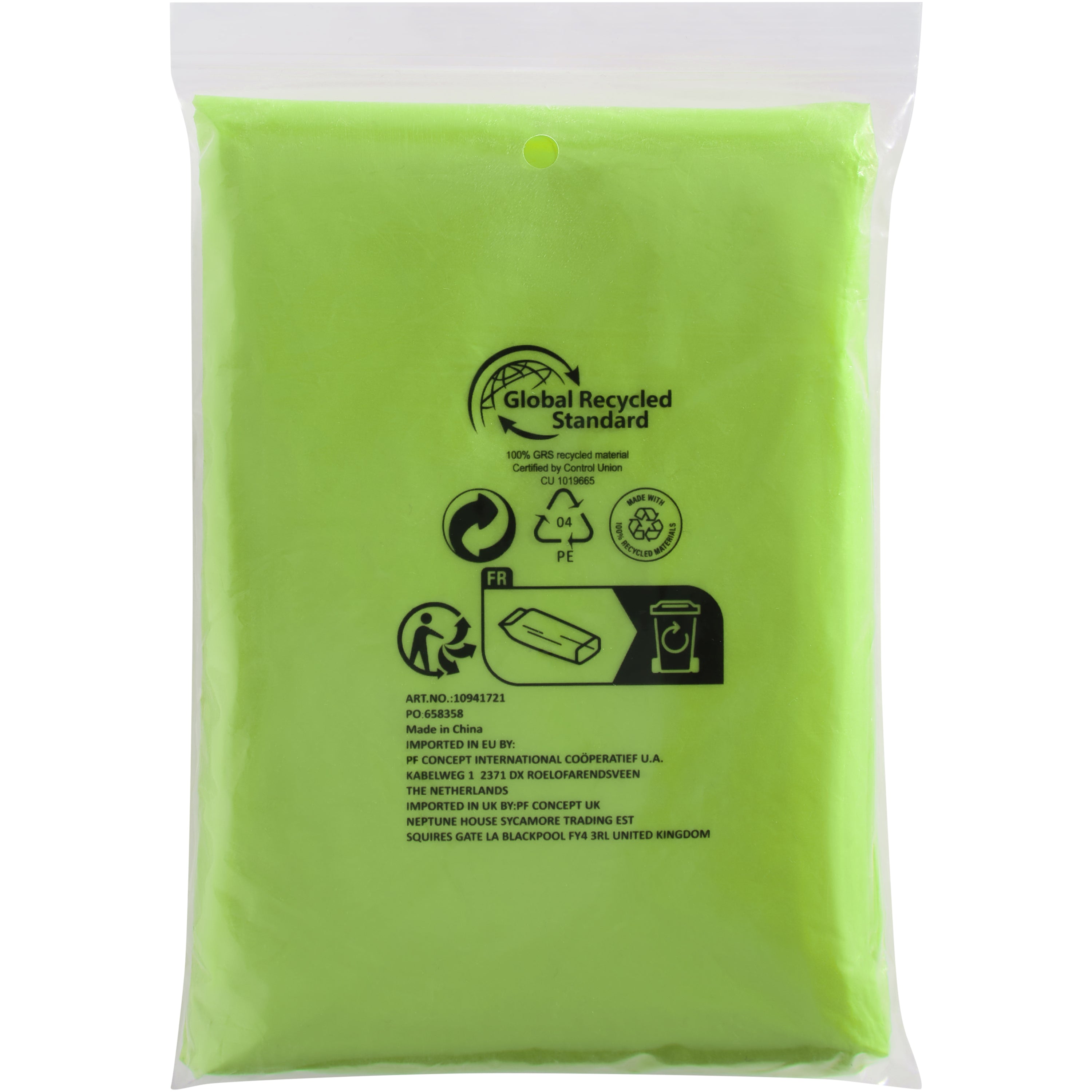 Recycled Plastic Rain Poncho