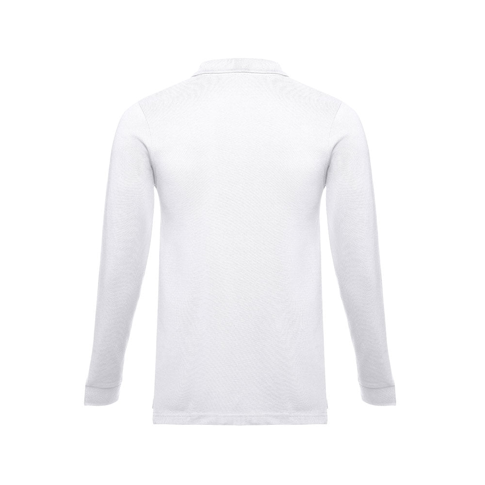 Thc Bern Wh Ii. Men's Long-Sleeved 100% Cotton Piqué Polo Shirt With Removable Label