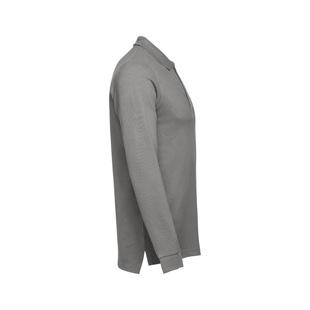 Thc Bern Ii. Men's Long-Sleeved 100% Cotton Piqué Polo Shirt With Removable Label
