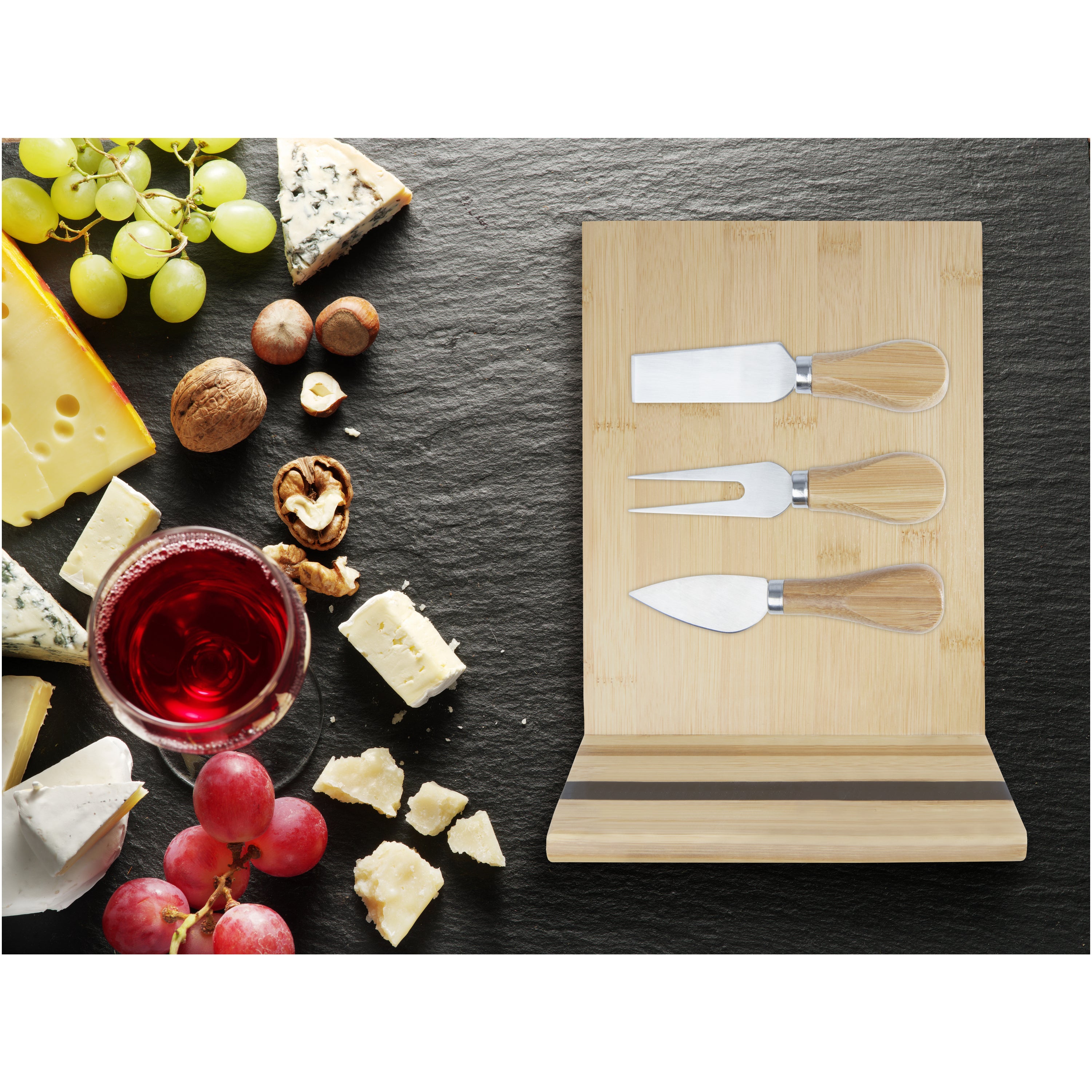 Bamboo Magnetic Cheese Board and Tools Set