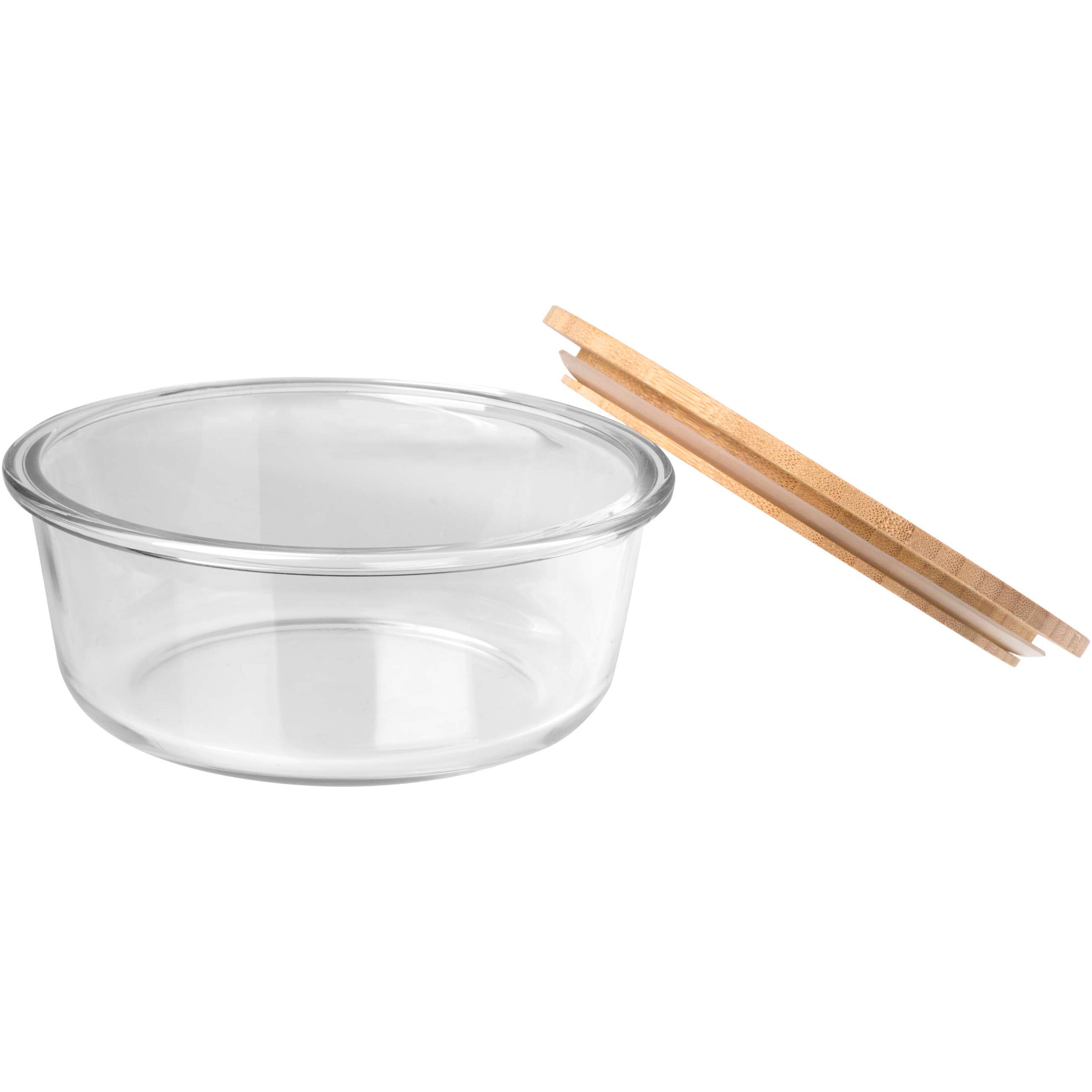 Glass Salad Bowl with Bamboo Lid