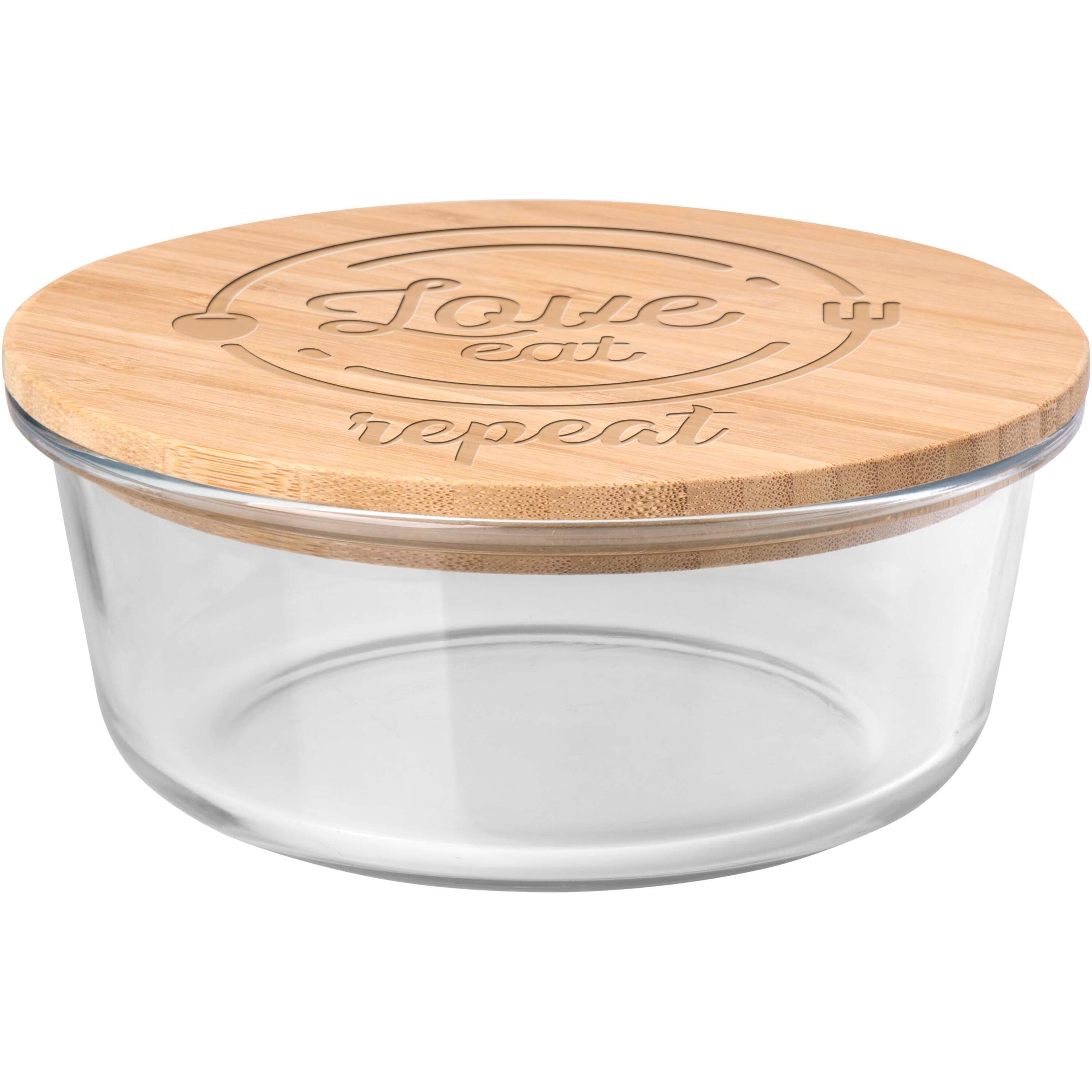 Glass Salad Bowl with Bamboo Lid
