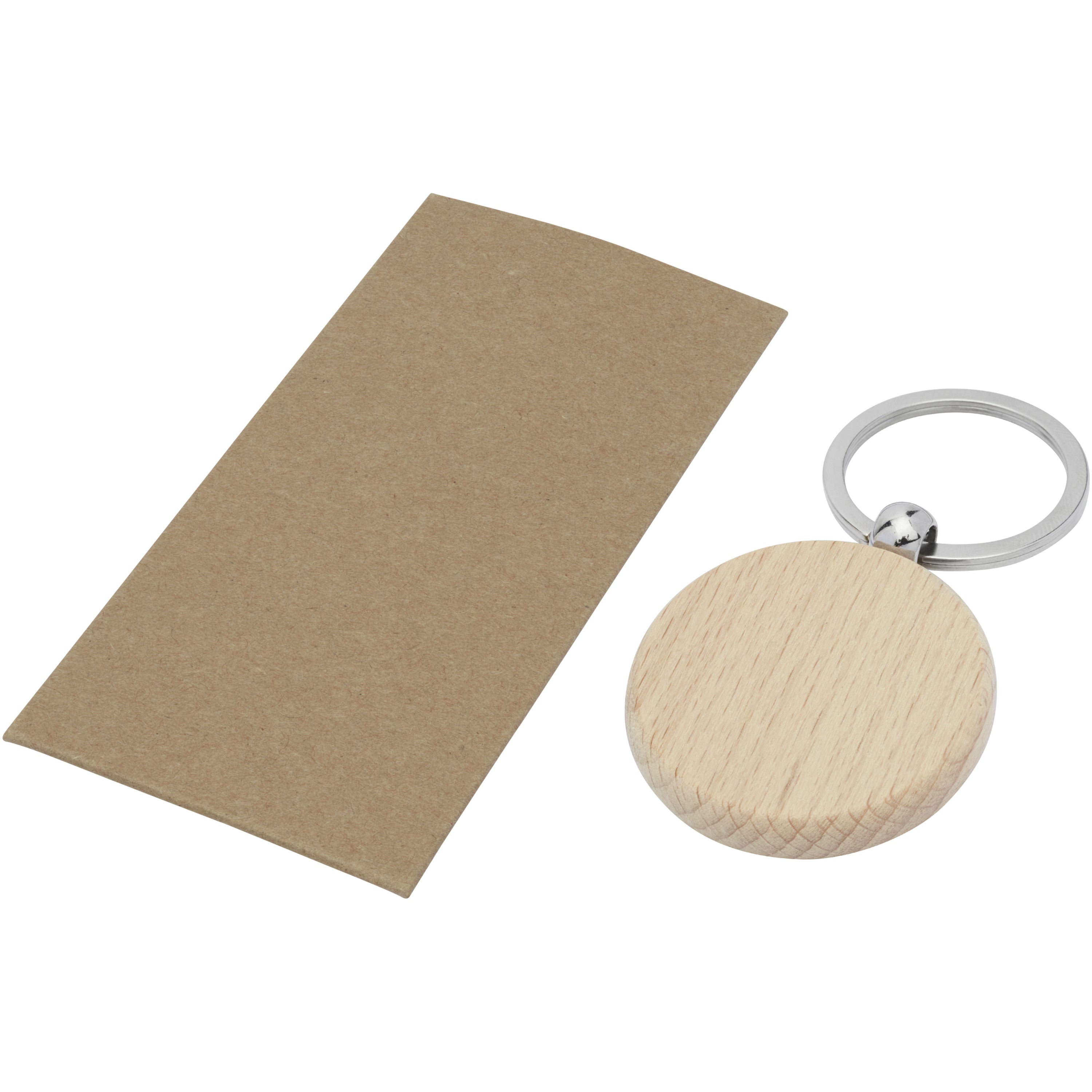 Giovanni Beech Wood Round Keyring