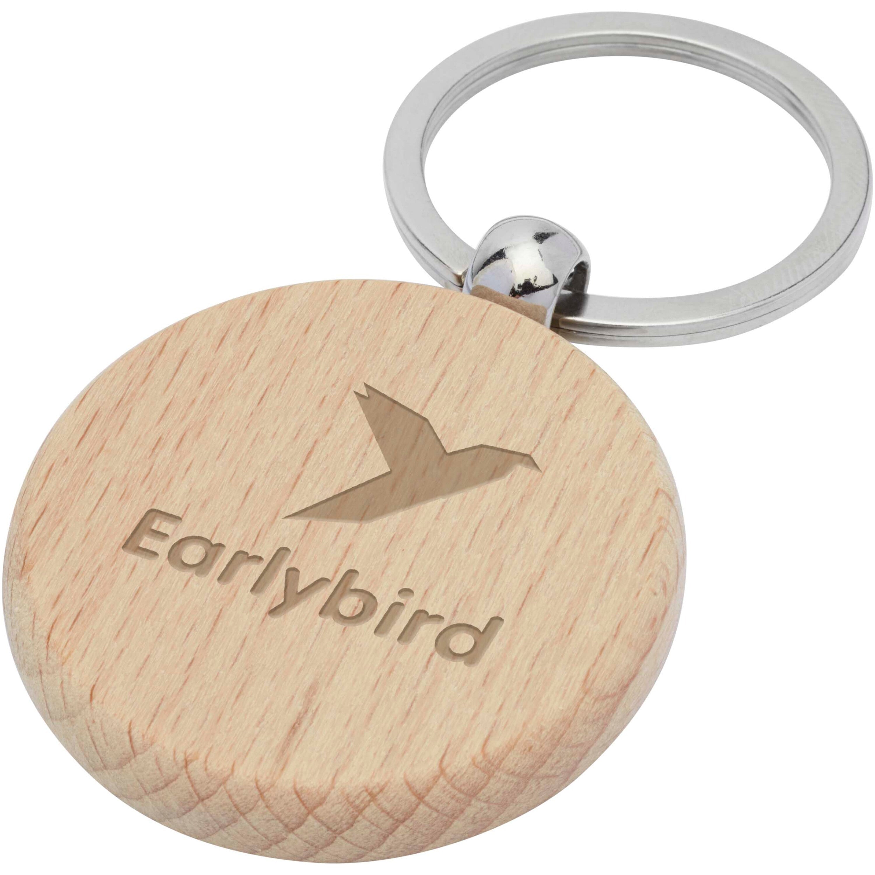 Giovanni Beech Wood Round Keyring