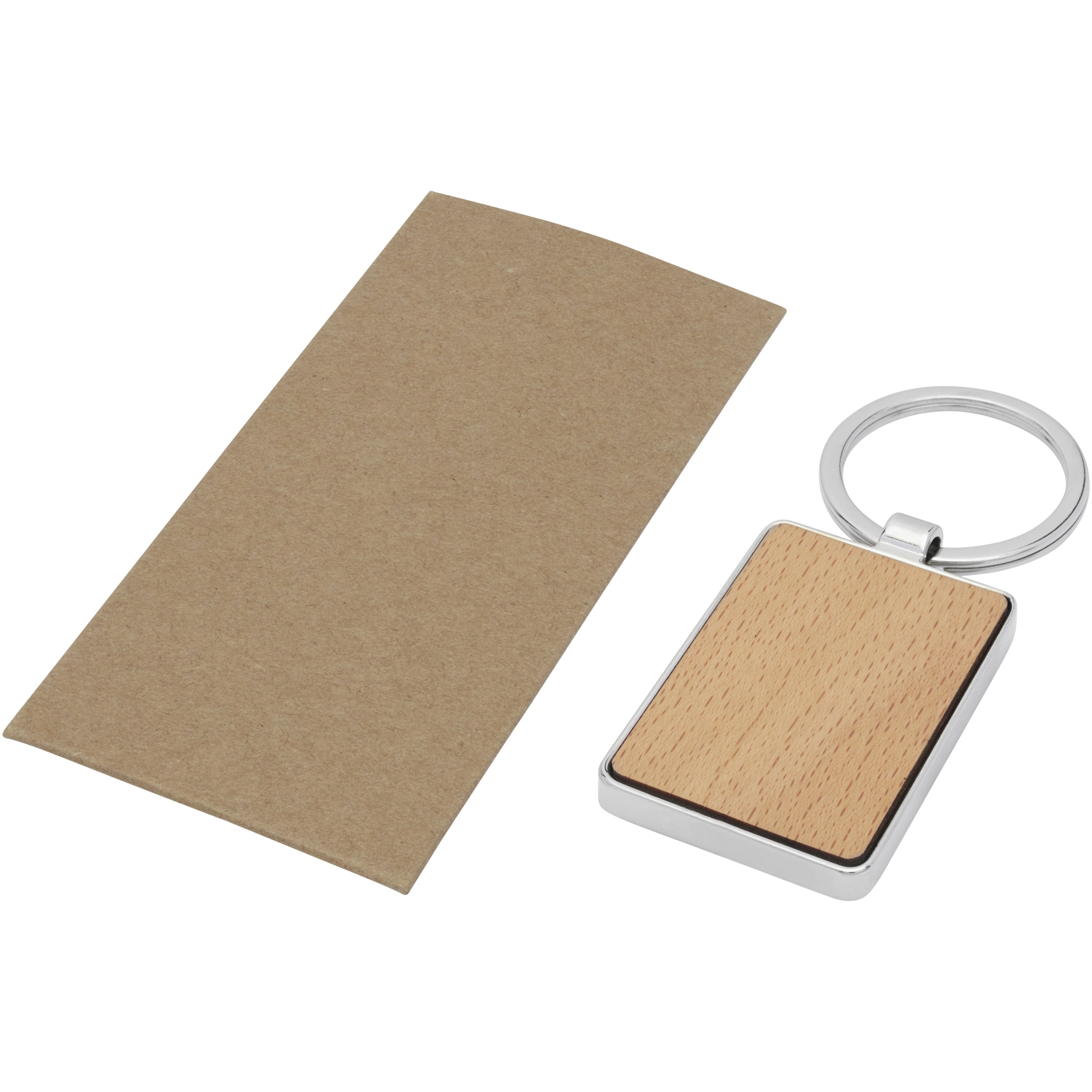 Mauro Beech Wood Rectangular Keyring