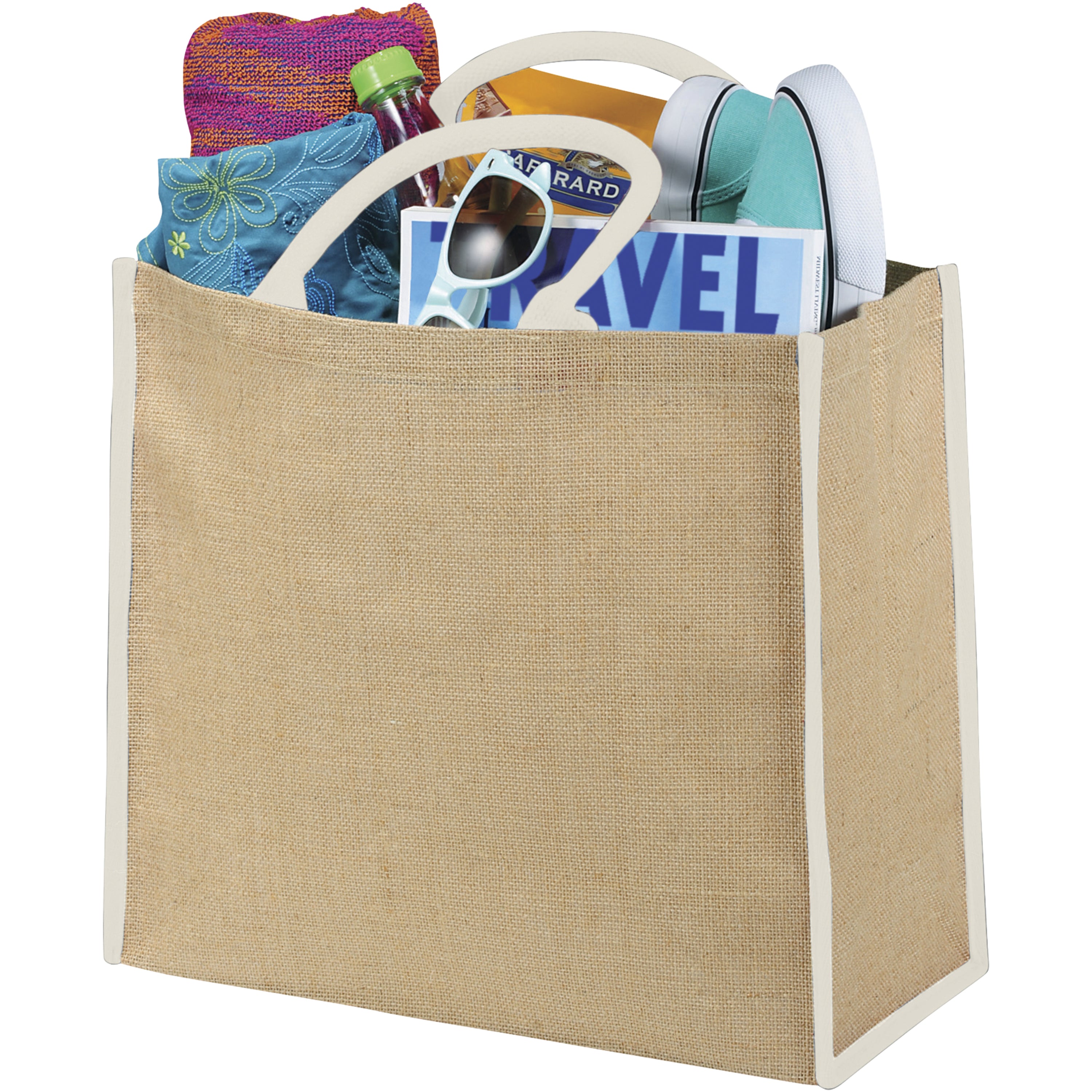 Coloured Edge Jute Tote Bag