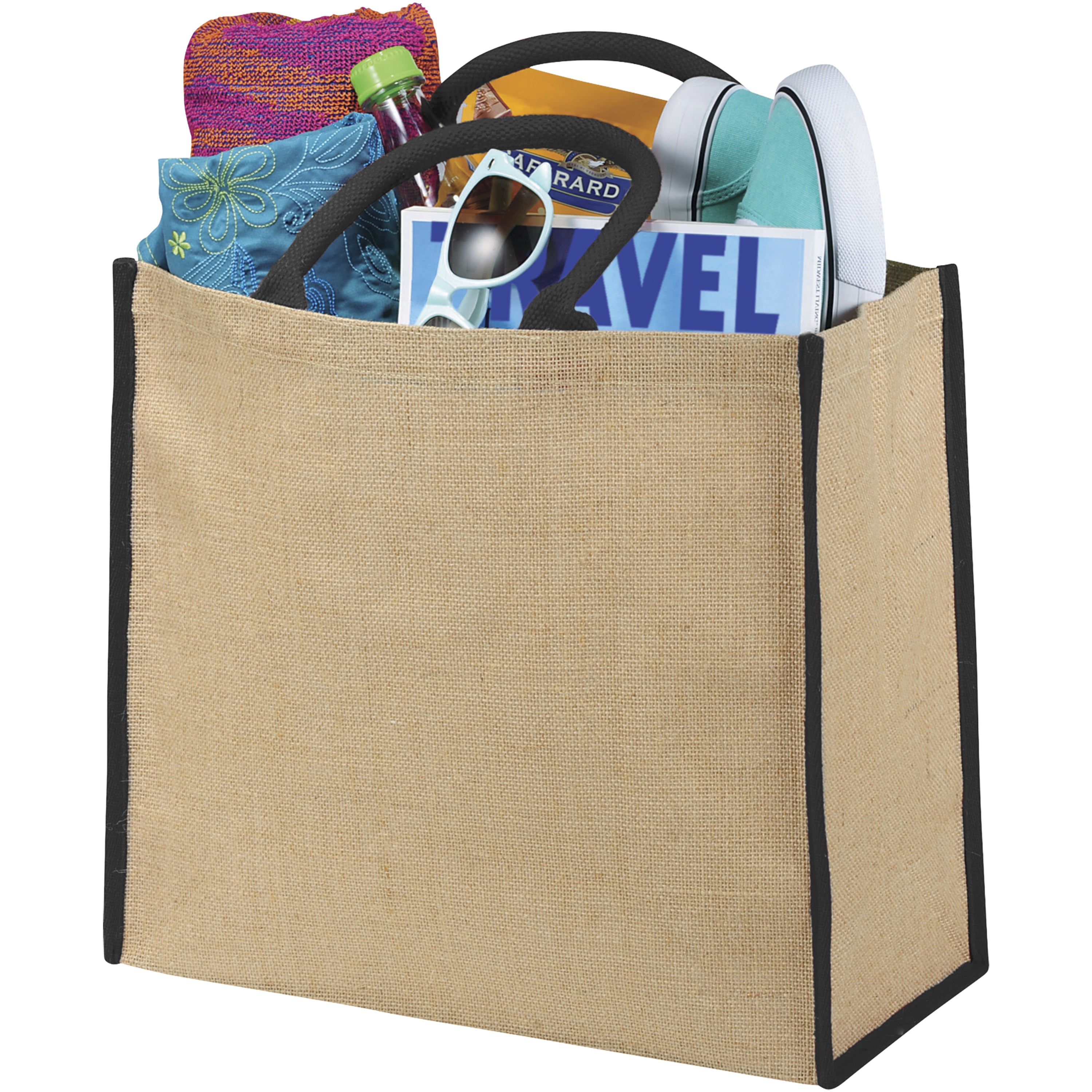 Coloured Edge Jute Tote Bag
