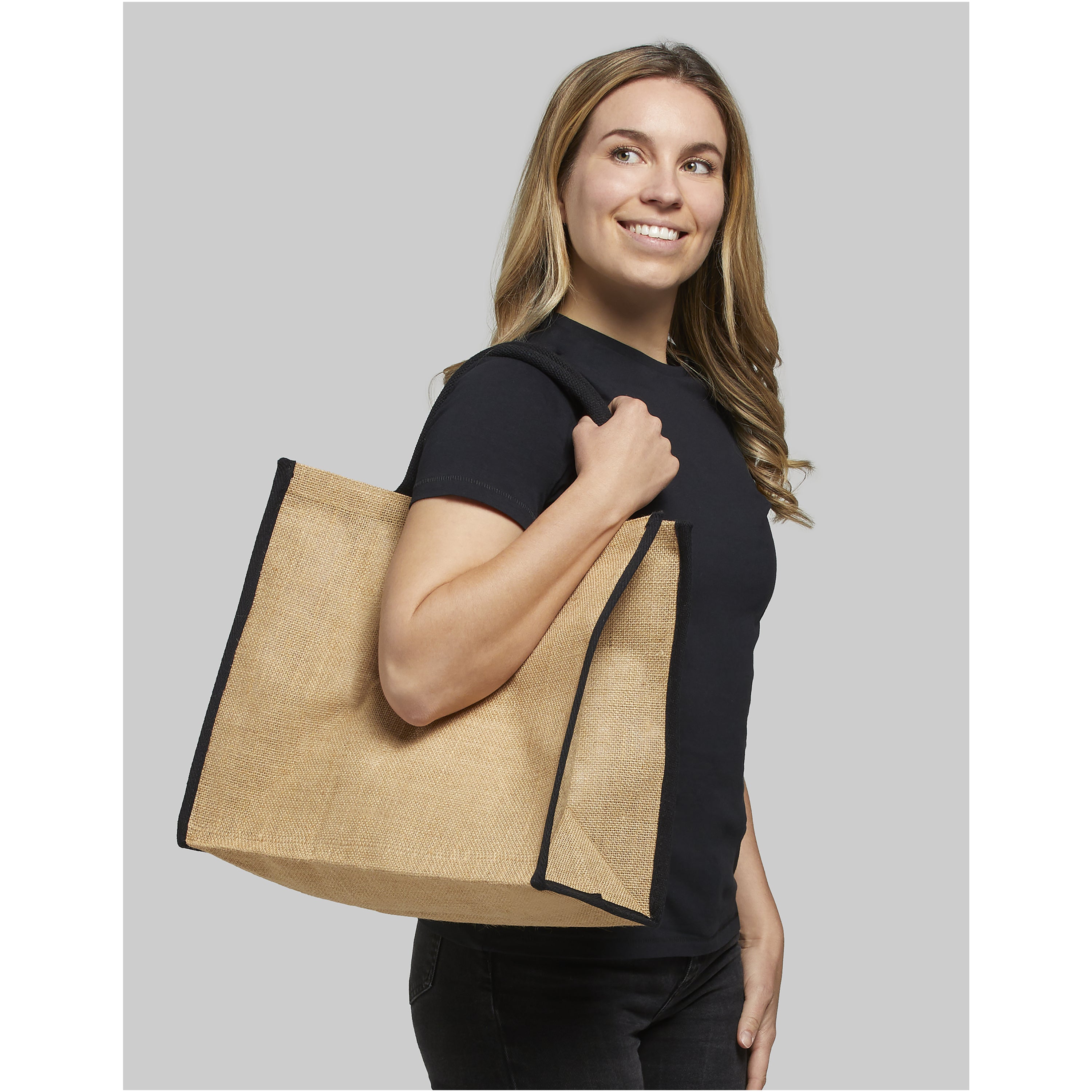 Coloured Edge Jute Tote Bag