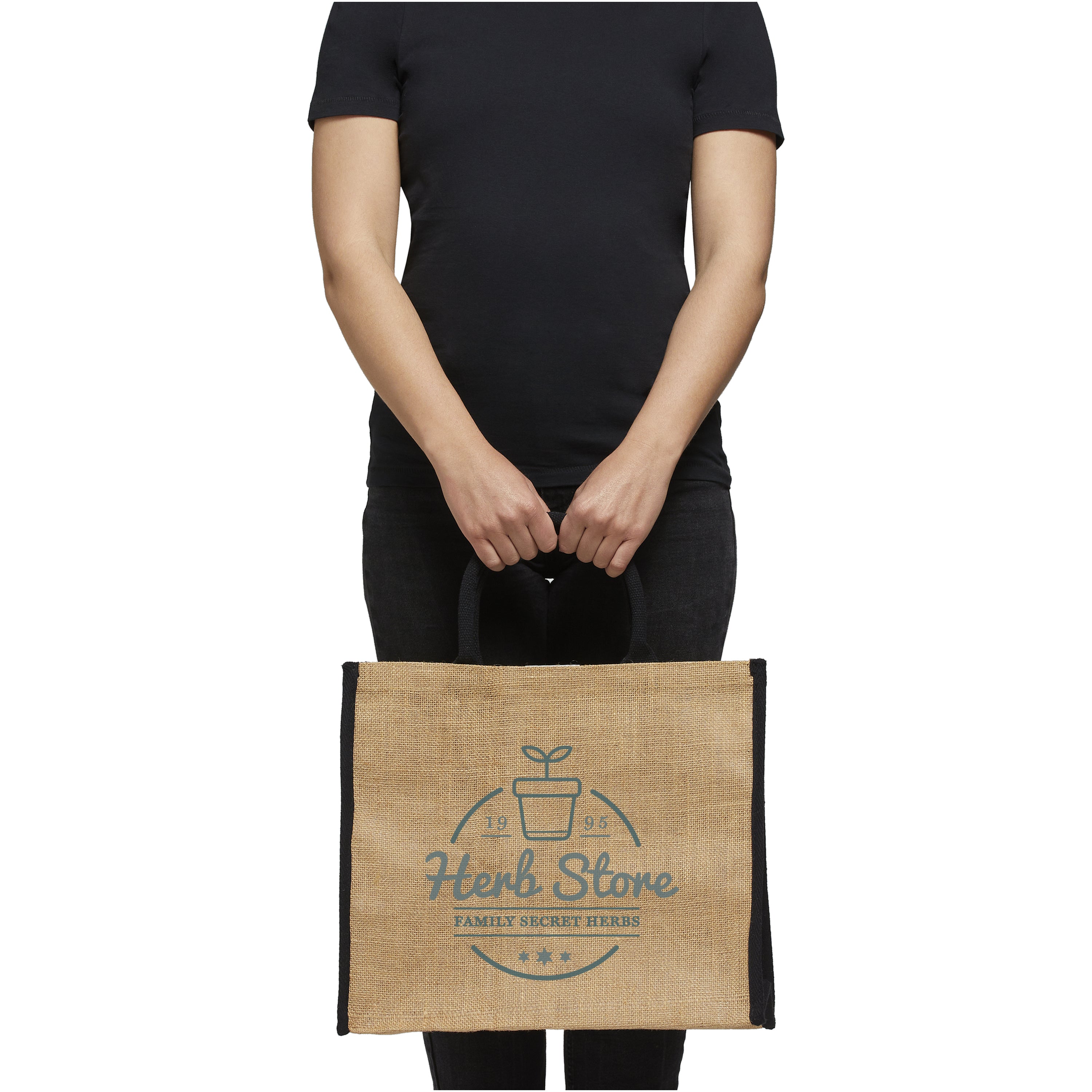 Coloured Edge Jute Tote Bag