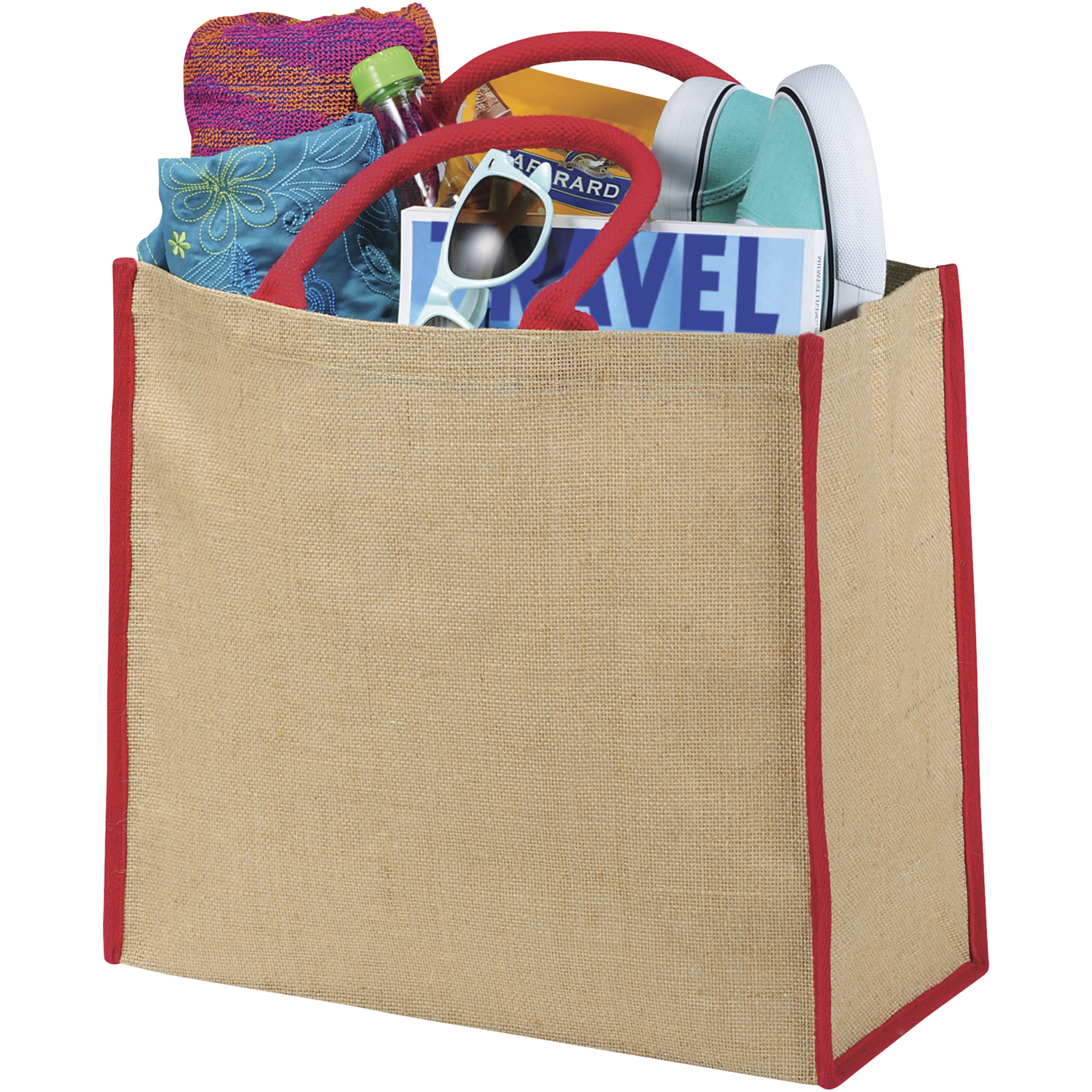 Coloured Edge Jute Tote Bag