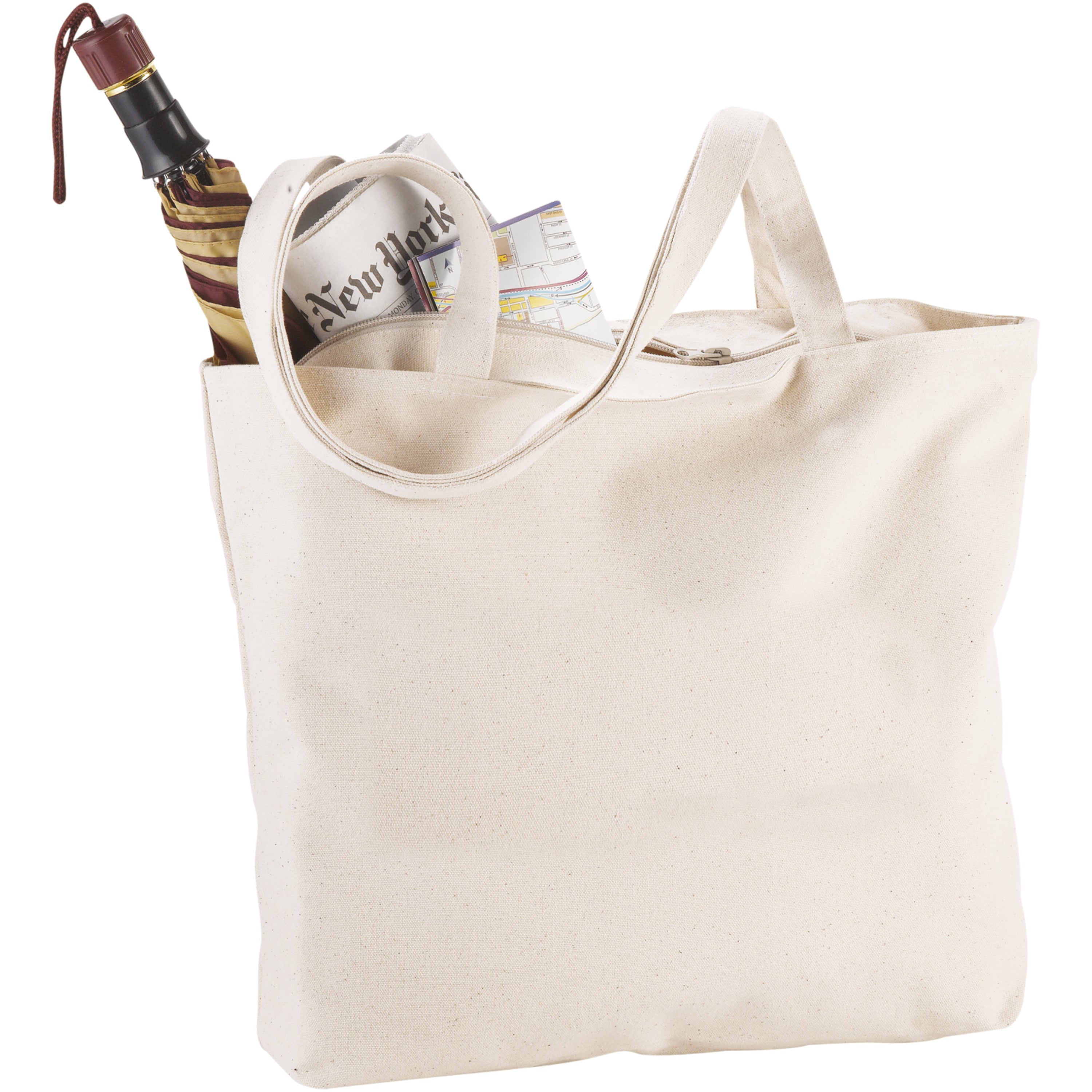 Zippered Cotton Tote Bag