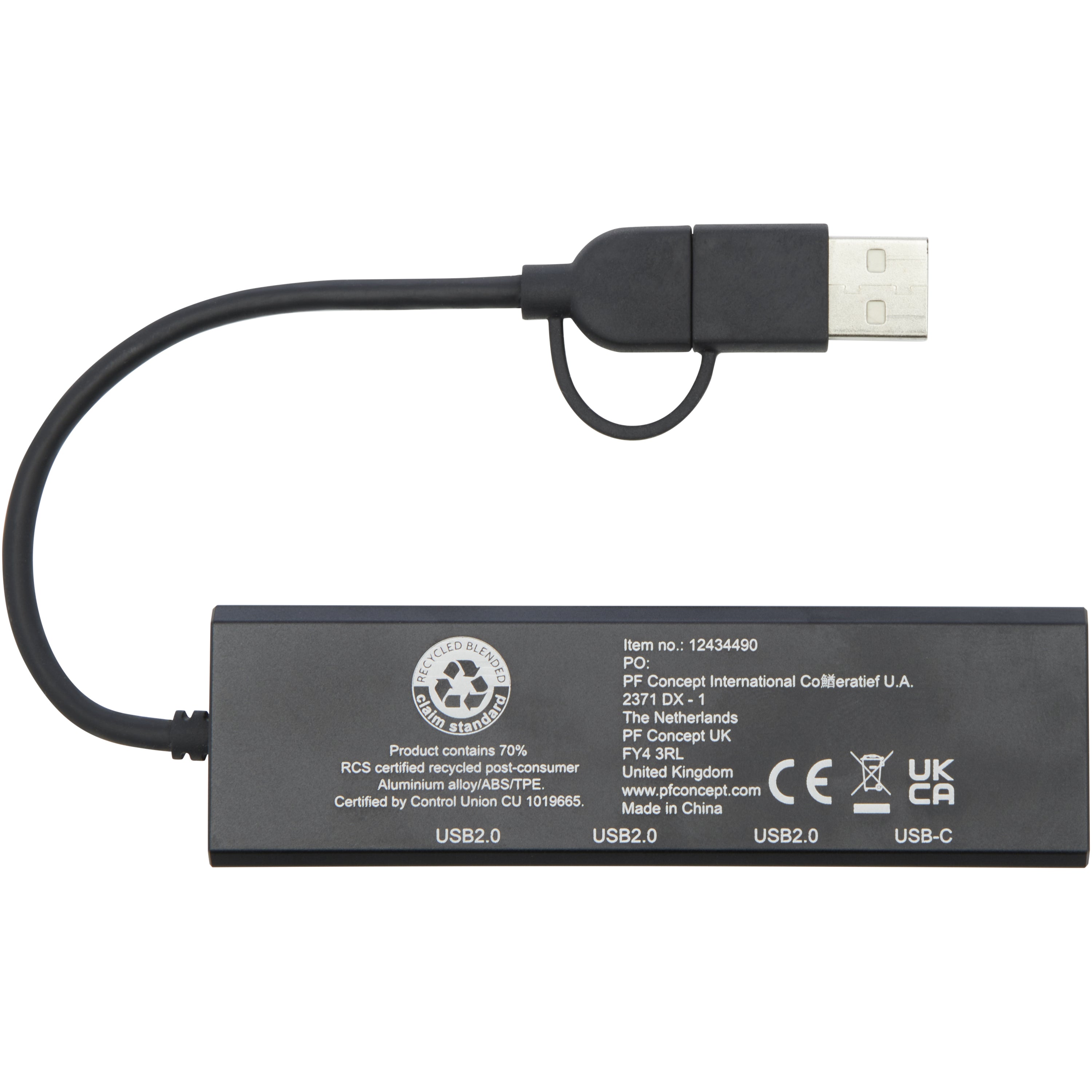 Rise Recycled Aluminium USB 2.0 Hub