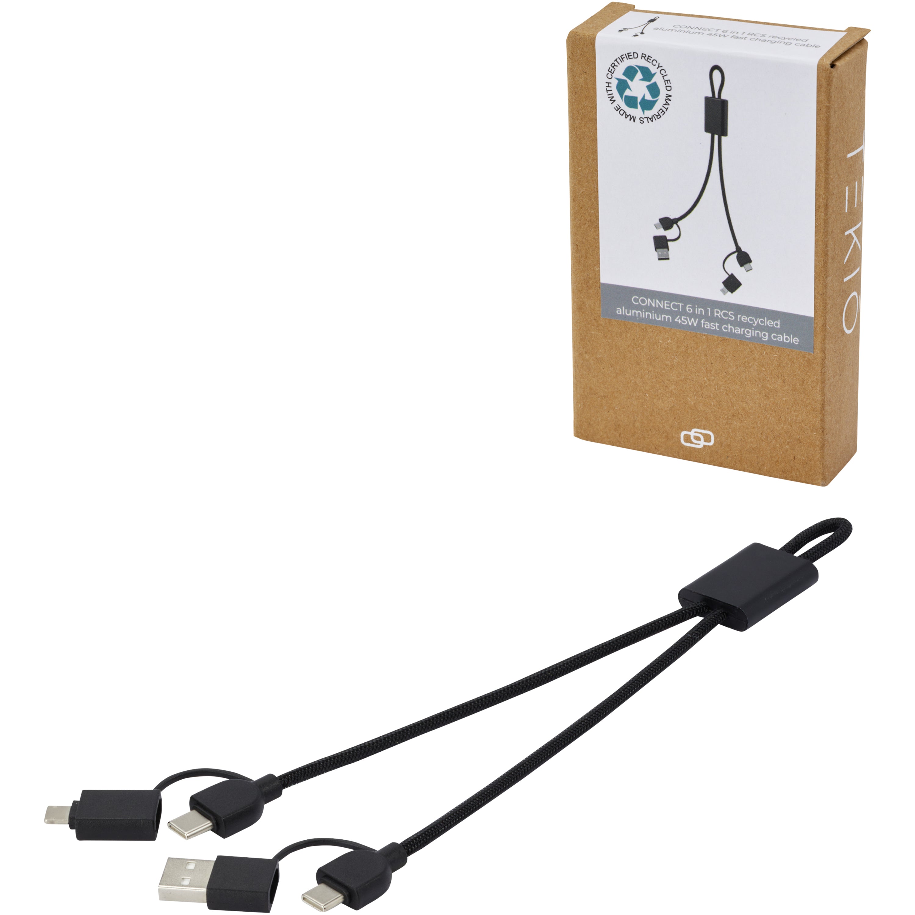 6-in-1 Recycled Aluminium Data Transfer Charging Cable