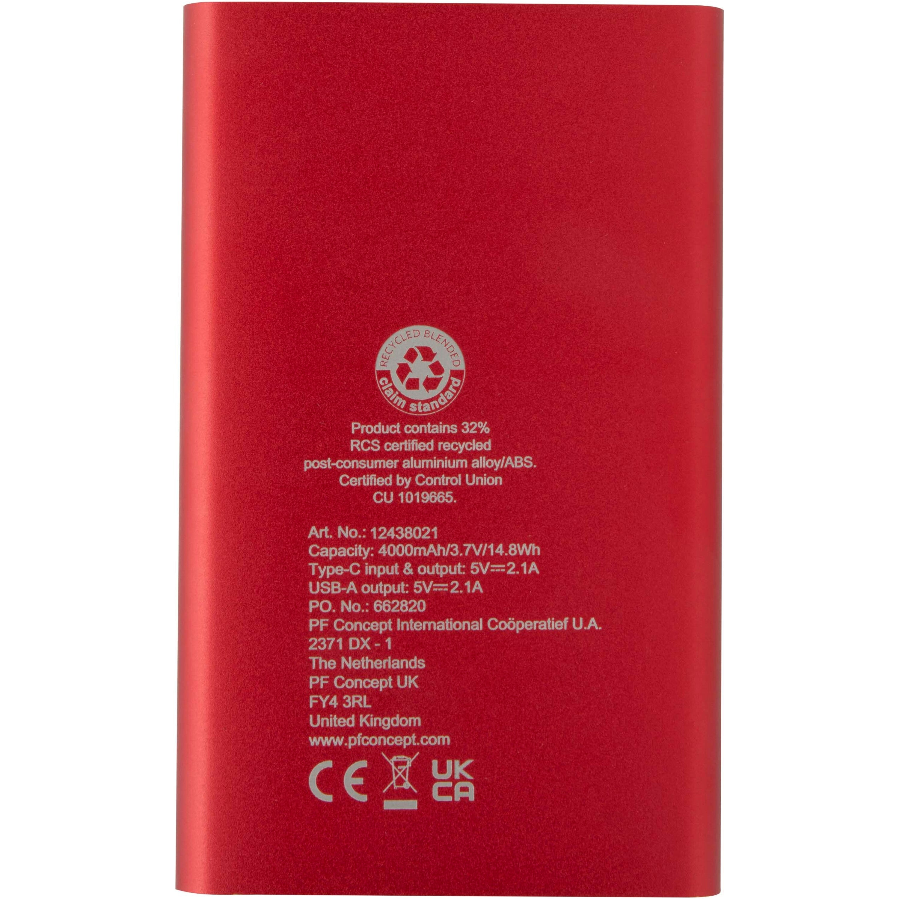 Pep 4000mAh Type-C Recycled Aluminium Powerbank