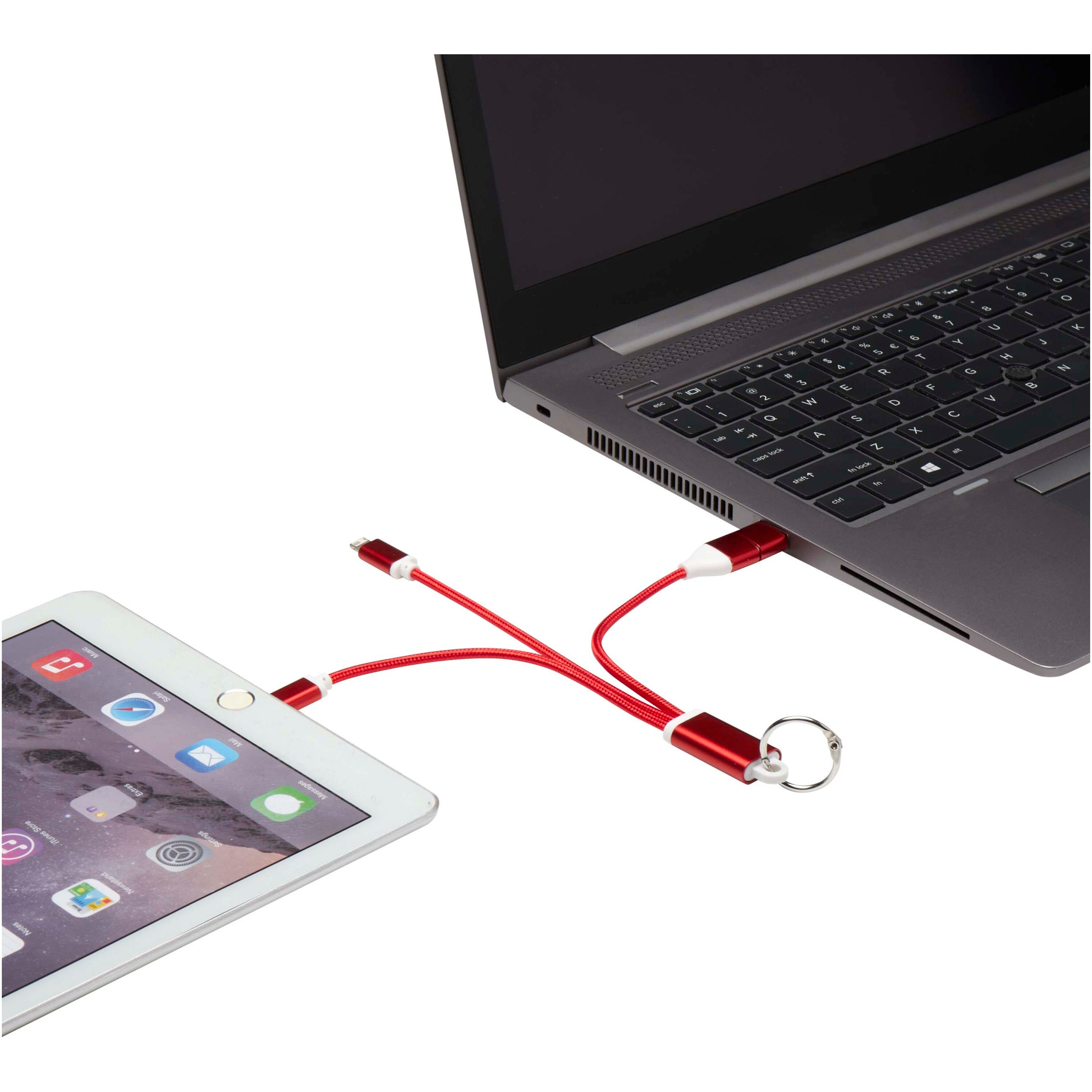 4-in-1 Recycled Aluminium Charging Cable Keyring
