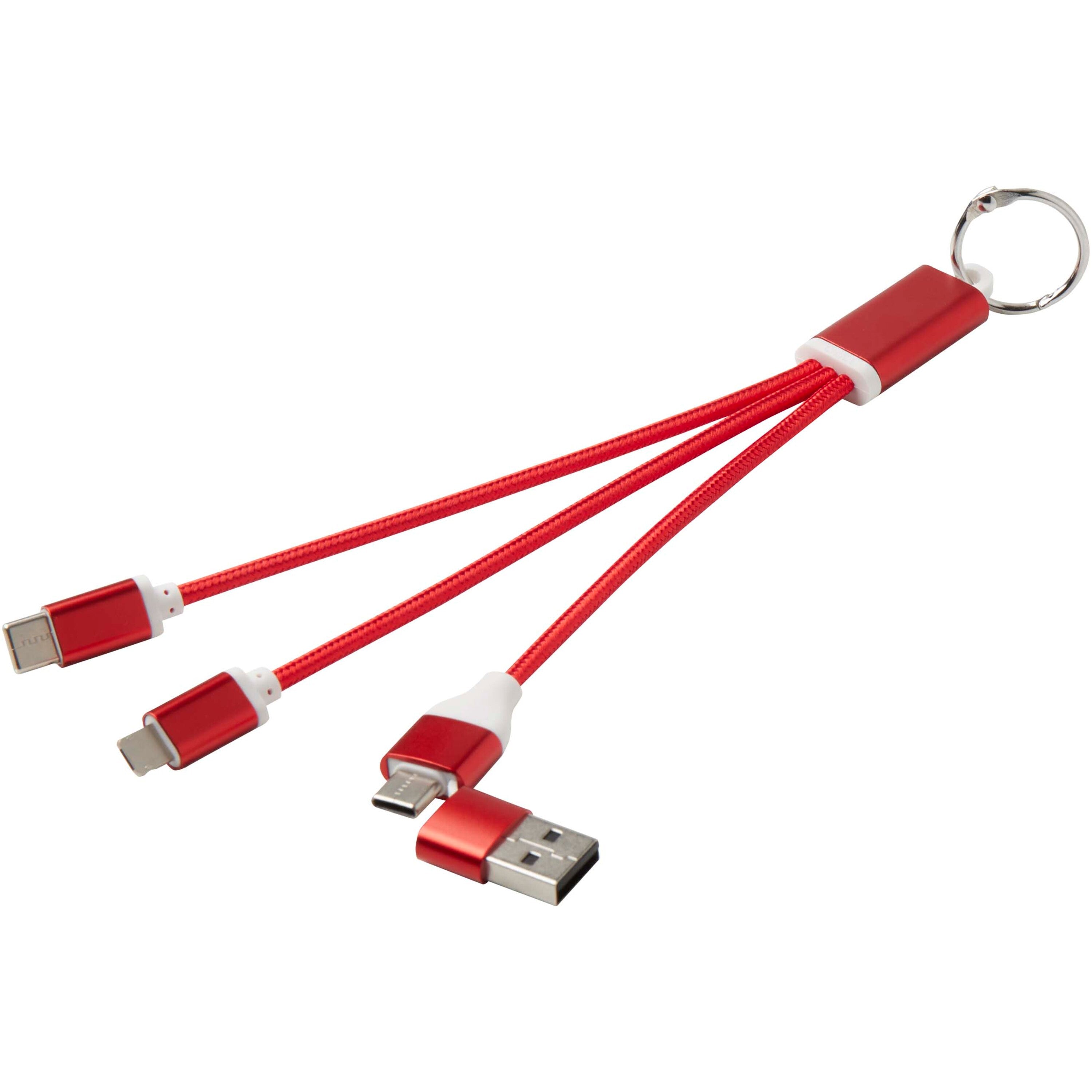 4-in-1 Recycled Aluminium Charging Cable Keyring