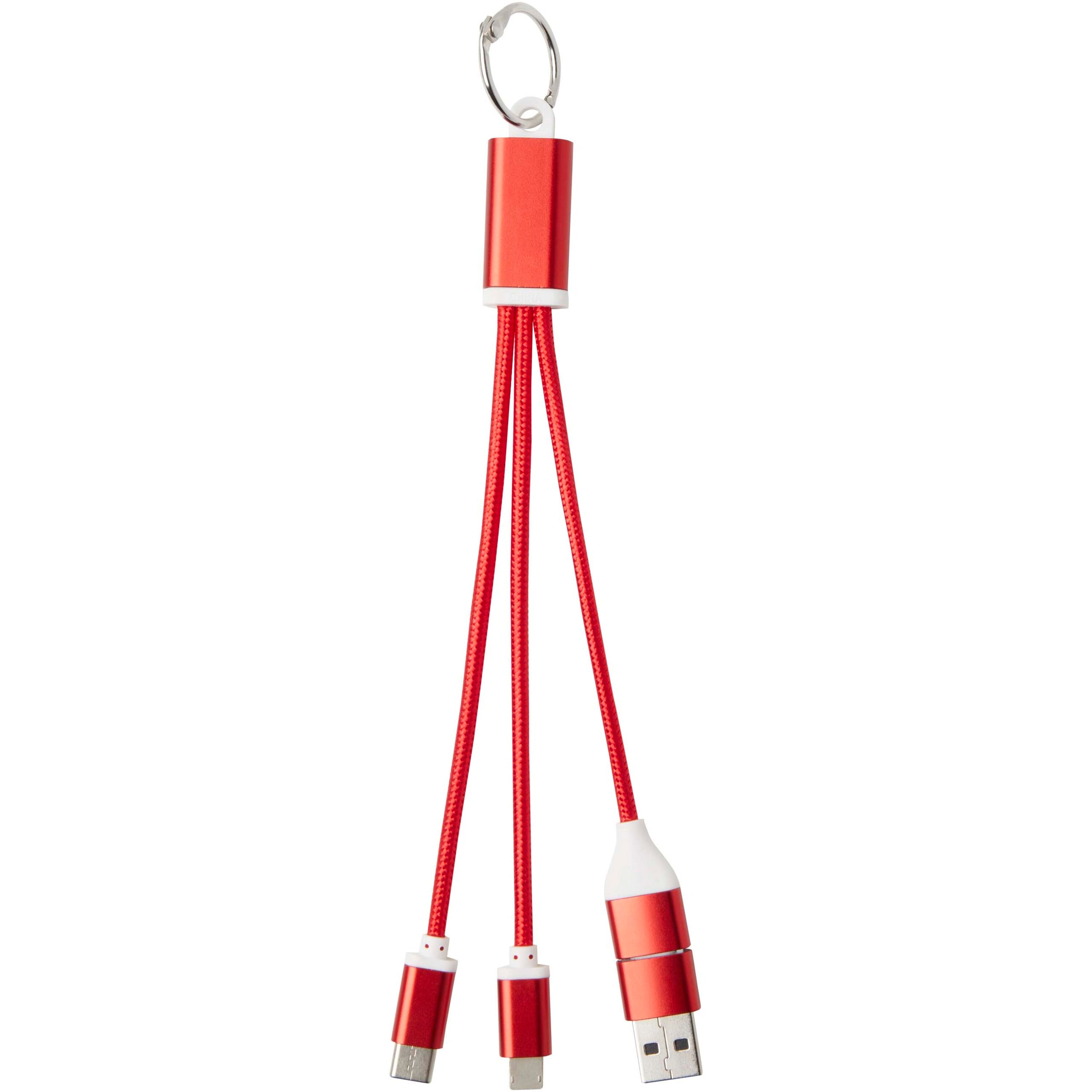 4-in-1 Recycled Aluminium Charging Cable Keyring