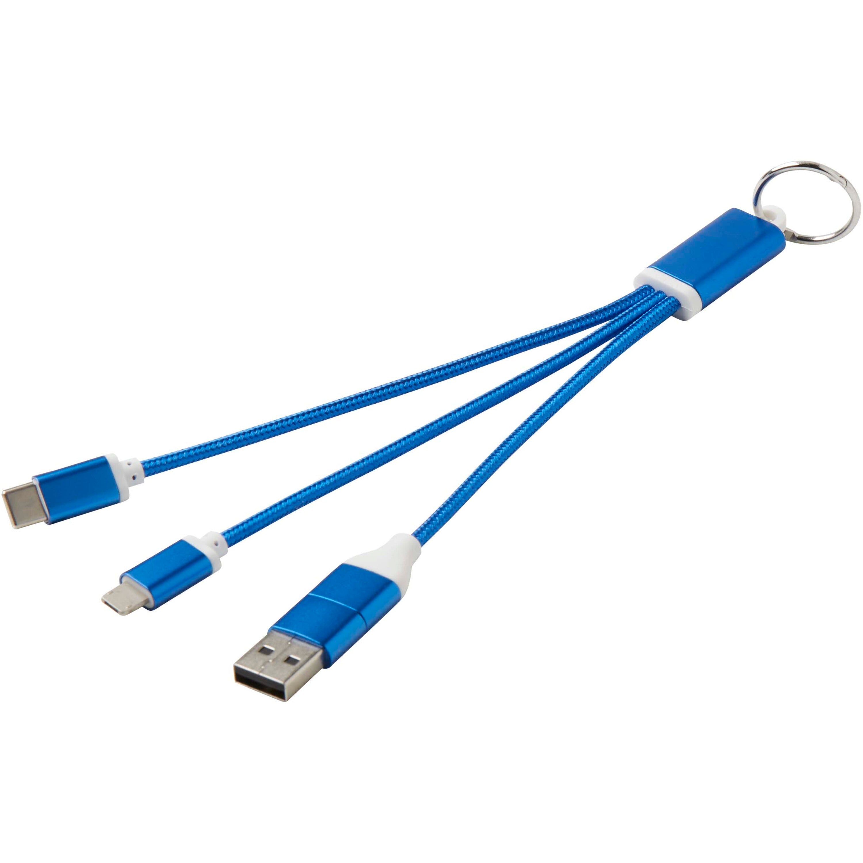 4-in-1 Recycled Aluminium Charging Cable Keyring