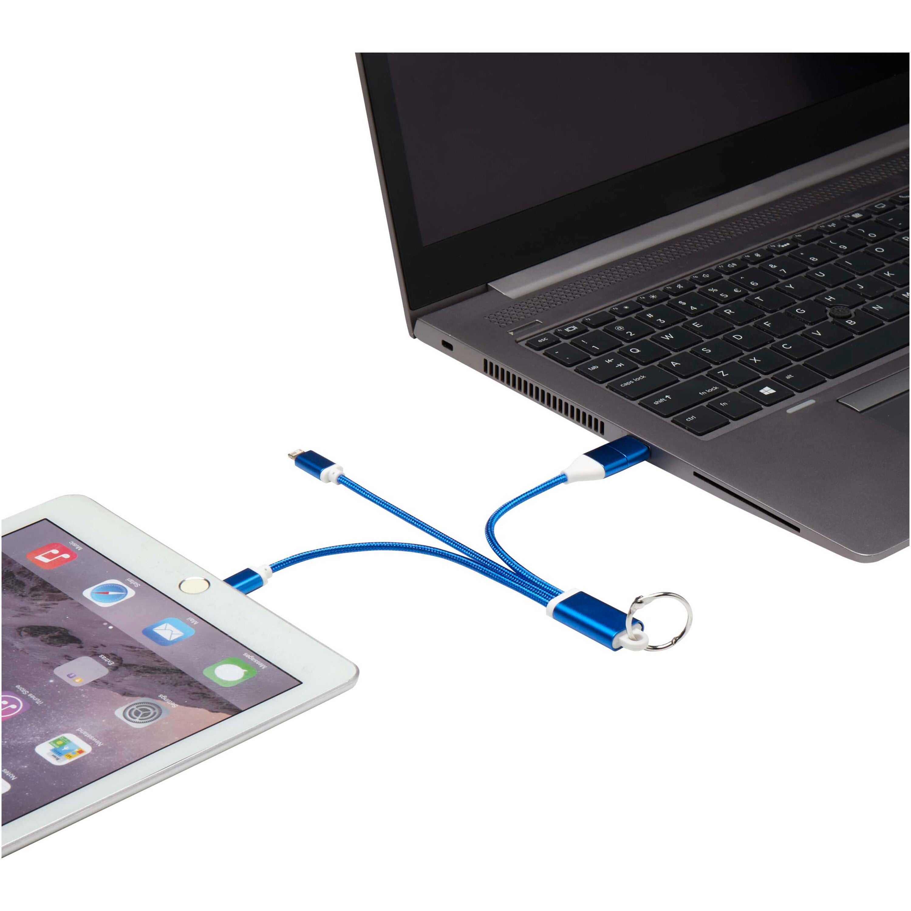 4-in-1 Recycled Aluminium Charging Cable Keyring