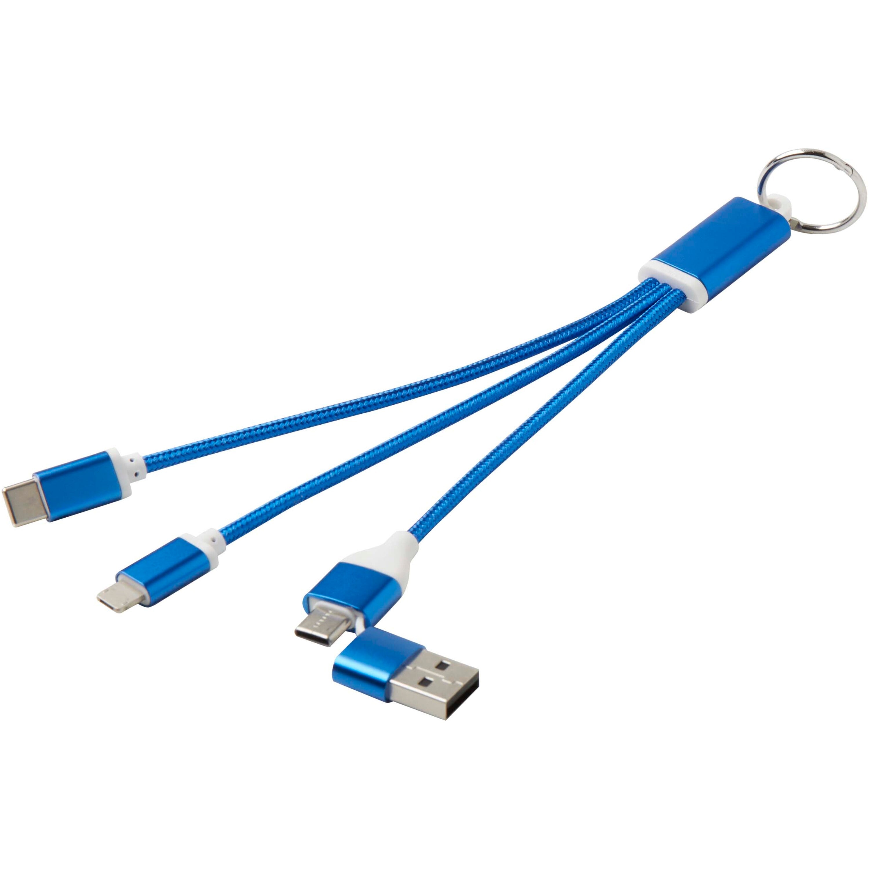 4-in-1 Recycled Aluminium Charging Cable Keyring