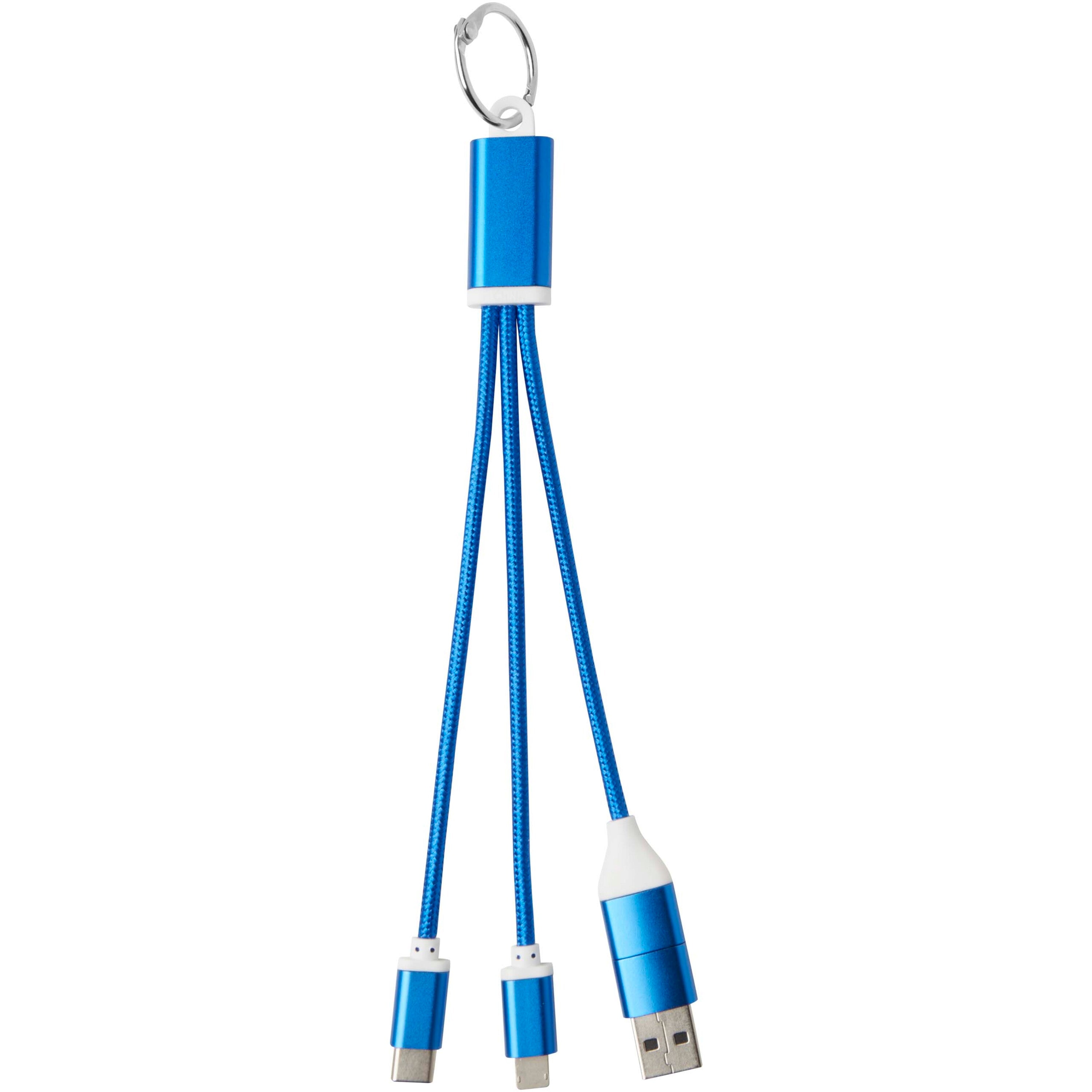 4-in-1 Recycled Aluminium Charging Cable Keyring