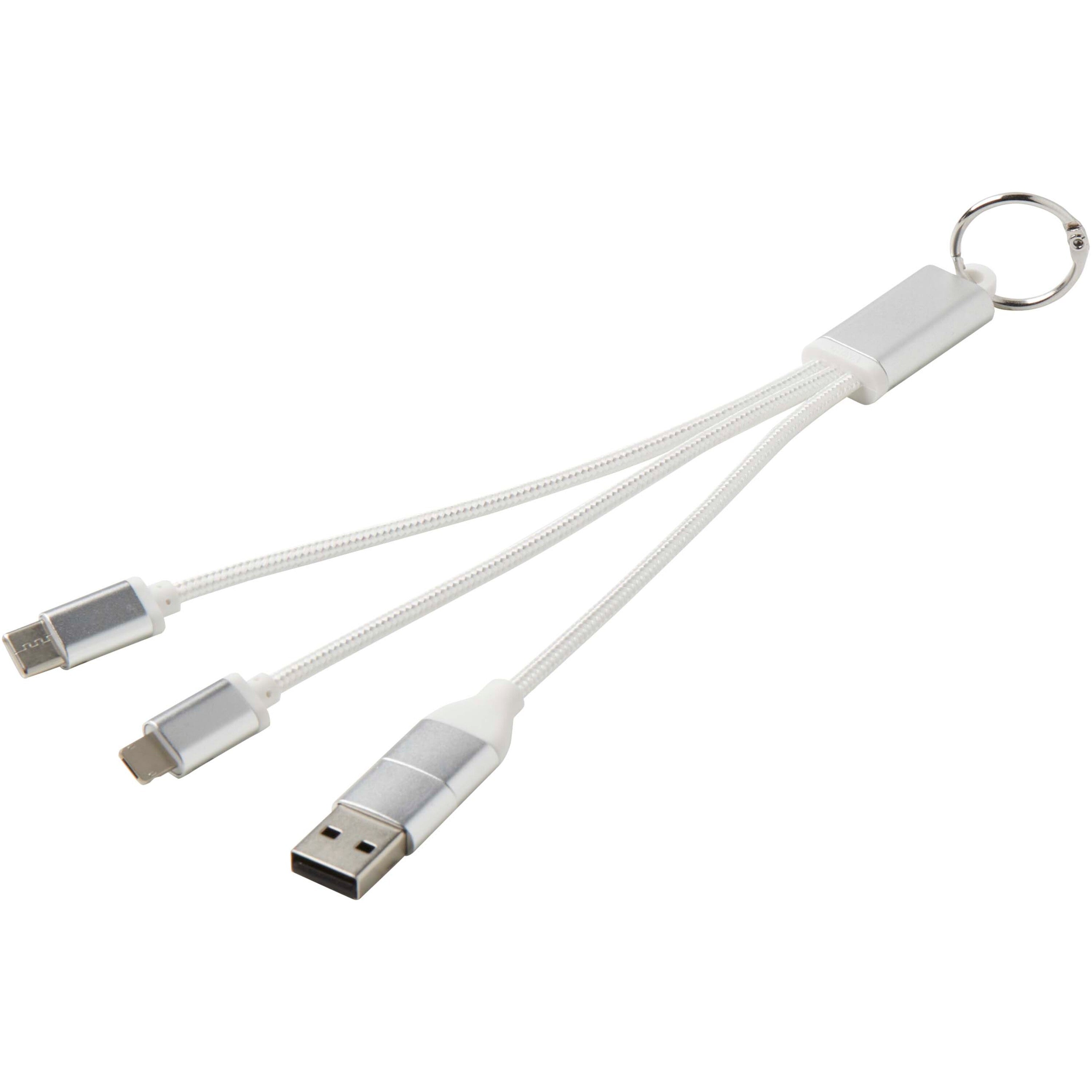 4-in-1 Recycled Aluminium Charging Cable Keyring