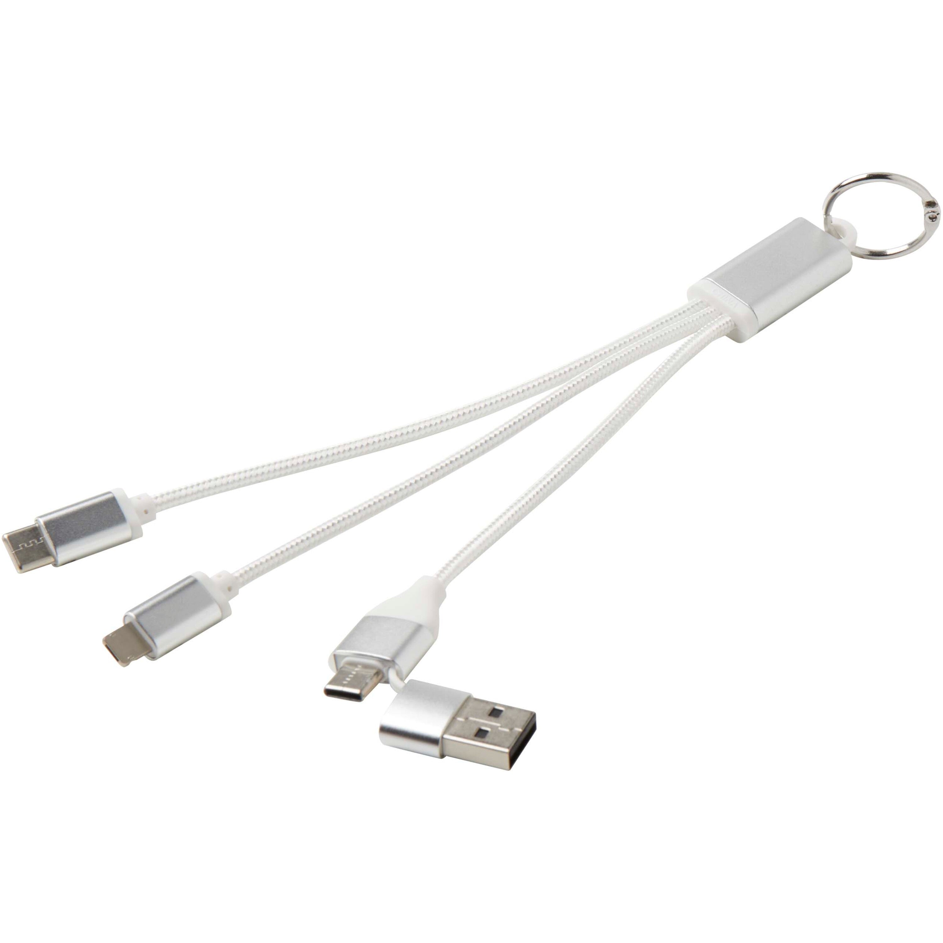 4-in-1 Recycled Aluminium Charging Cable Keyring
