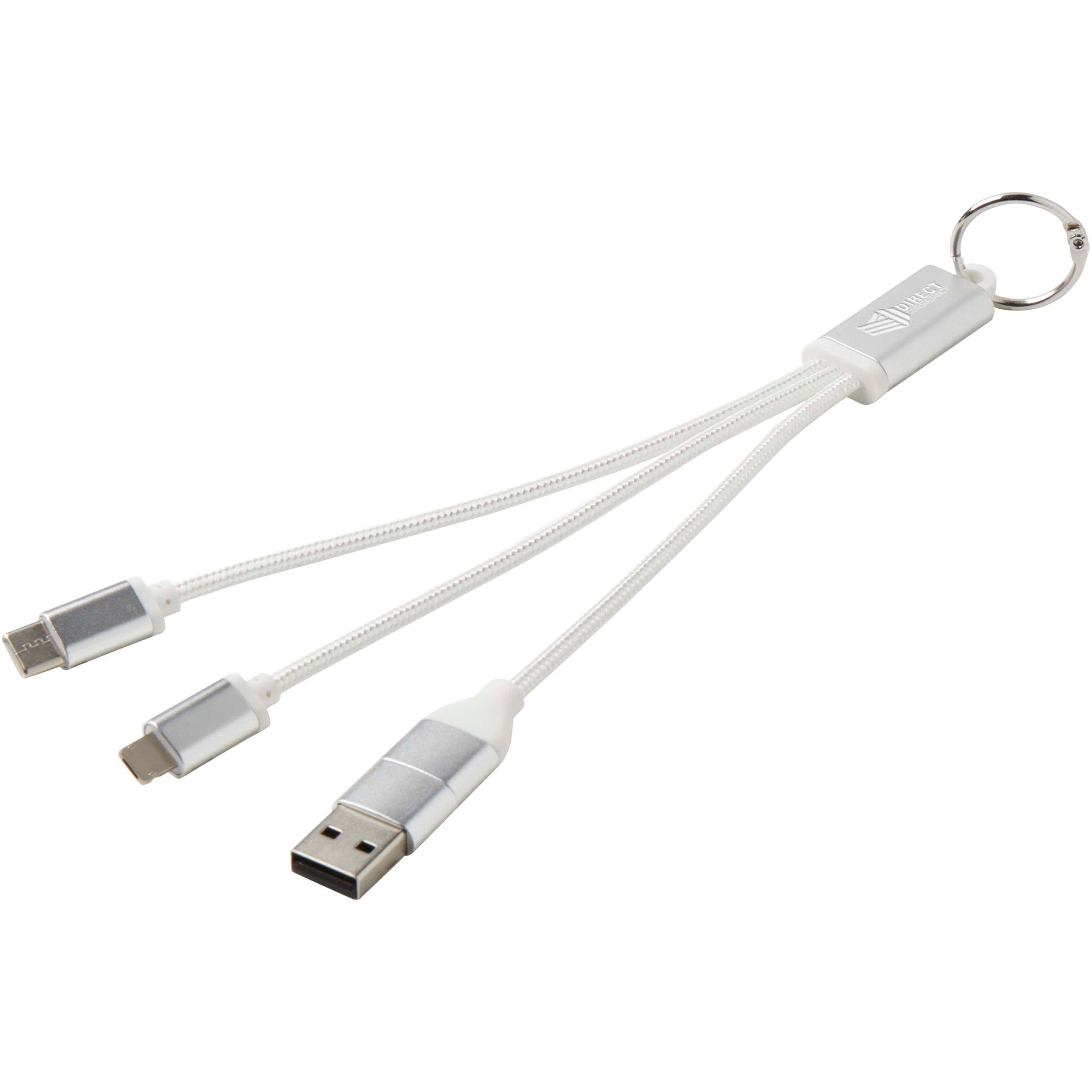 4-in-1 Recycled Aluminium Charging Cable Keyring